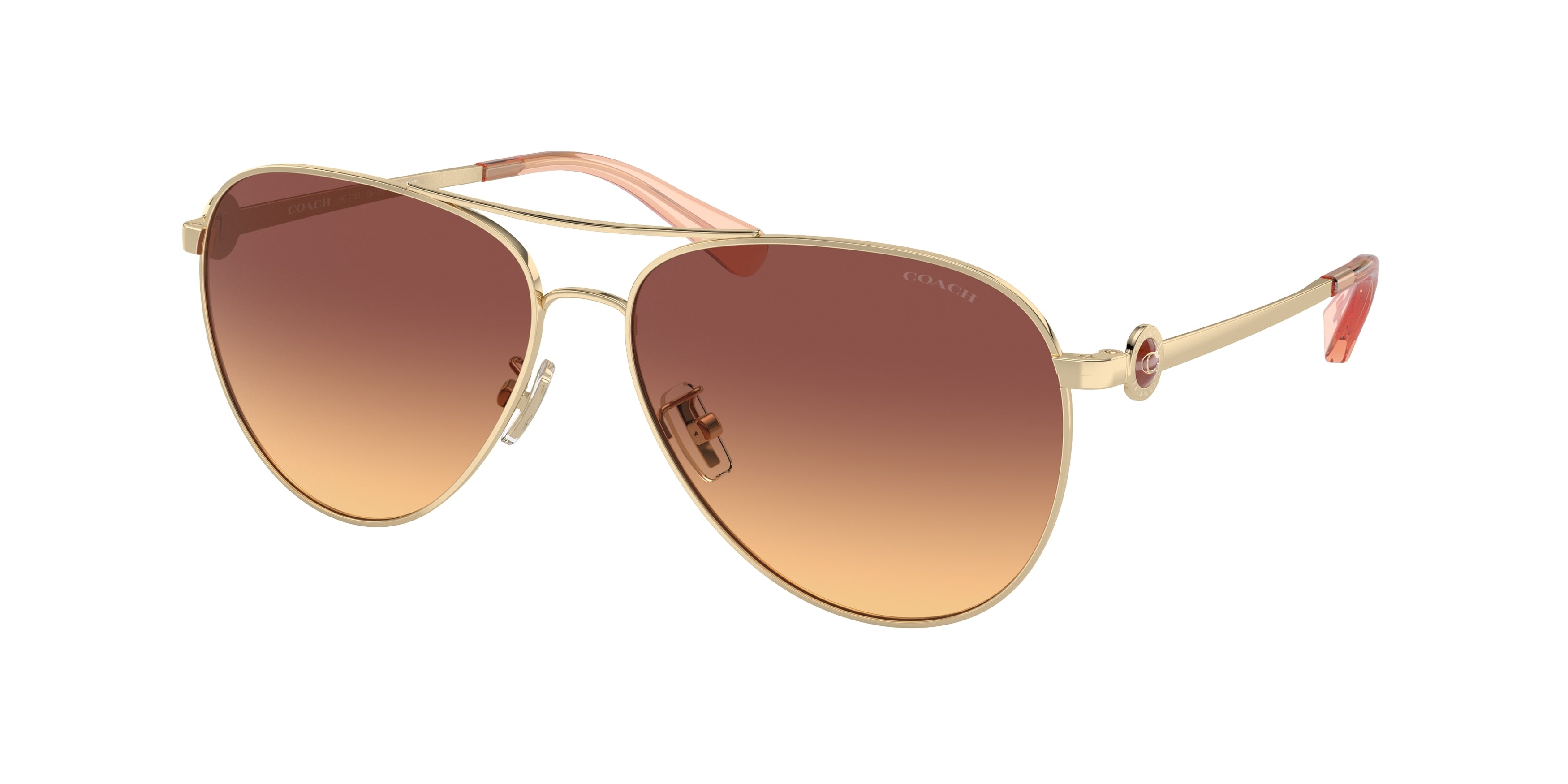 Coach C6178 HC7128 Pilot Sunglasses  900578-Shiny Light Gold 58-140-14 - Color Map Gold