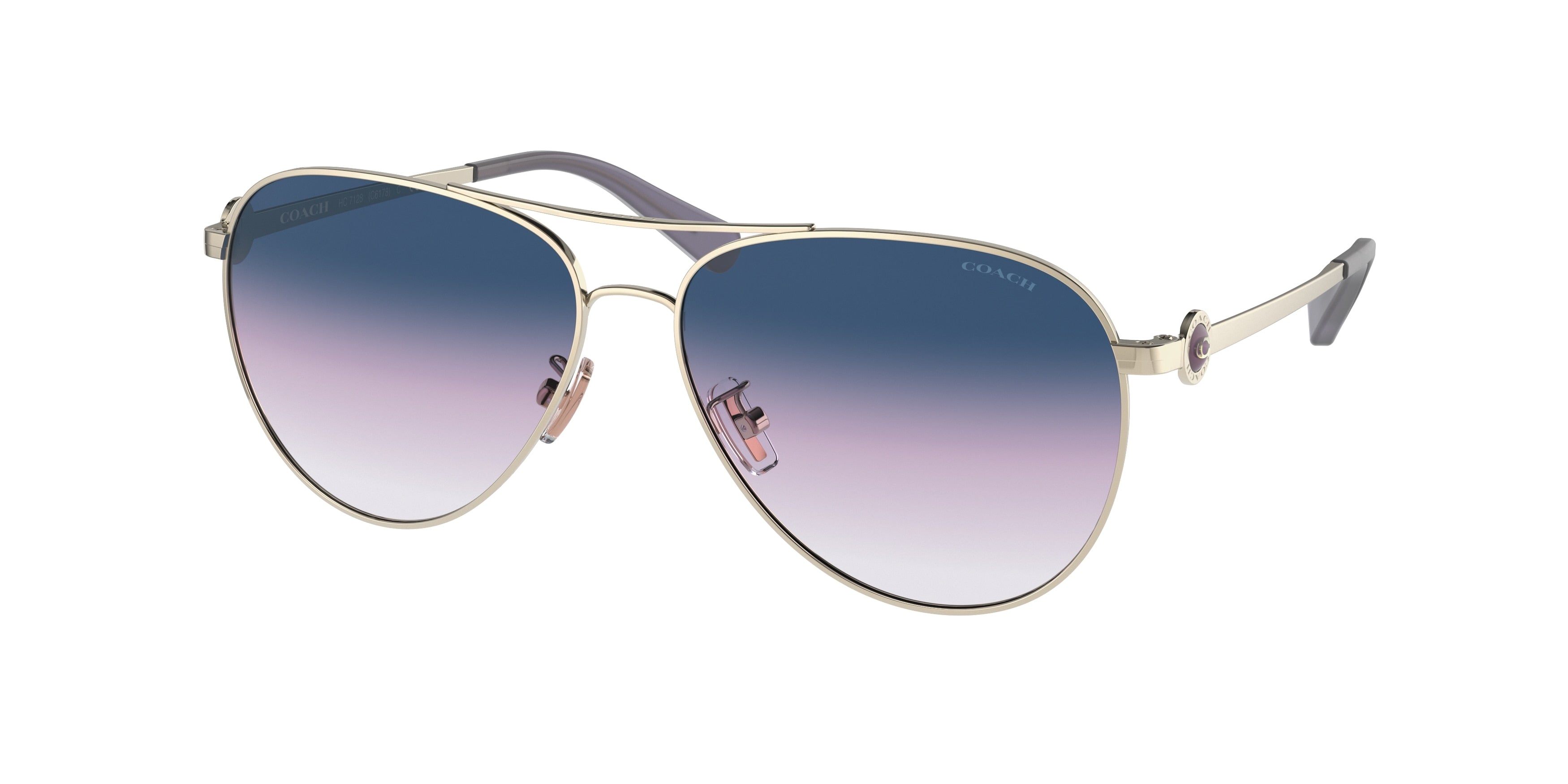Coach C6178 HC7128 Pilot Sunglasses  90058H-Shiny Light Gold 58-140-14 - Color Map Gold