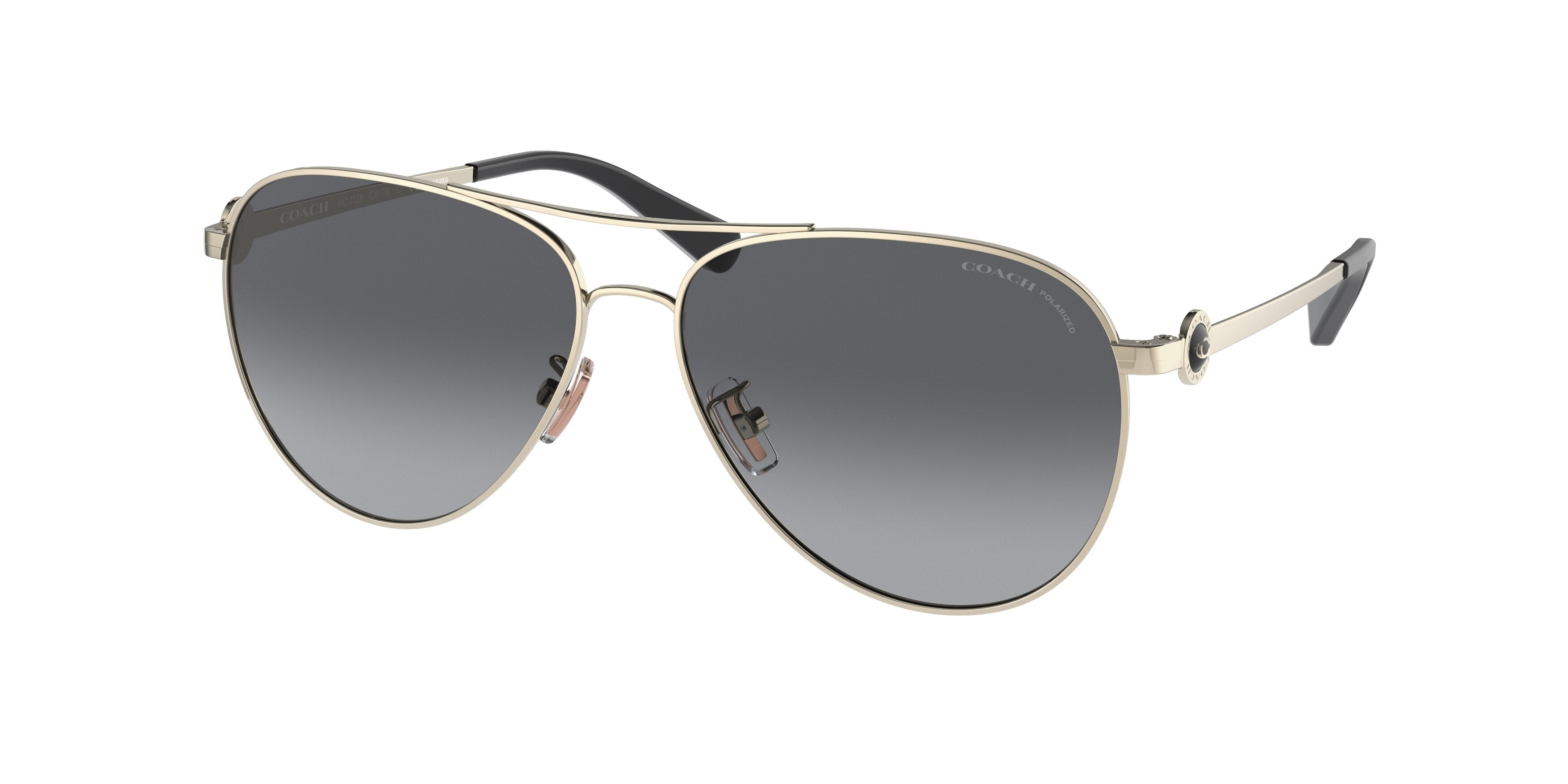 Coach C6178 HC7128 Pilot Sunglasses  9005T3-Shiny Light Gold 58-140-14 - Color Map Gold