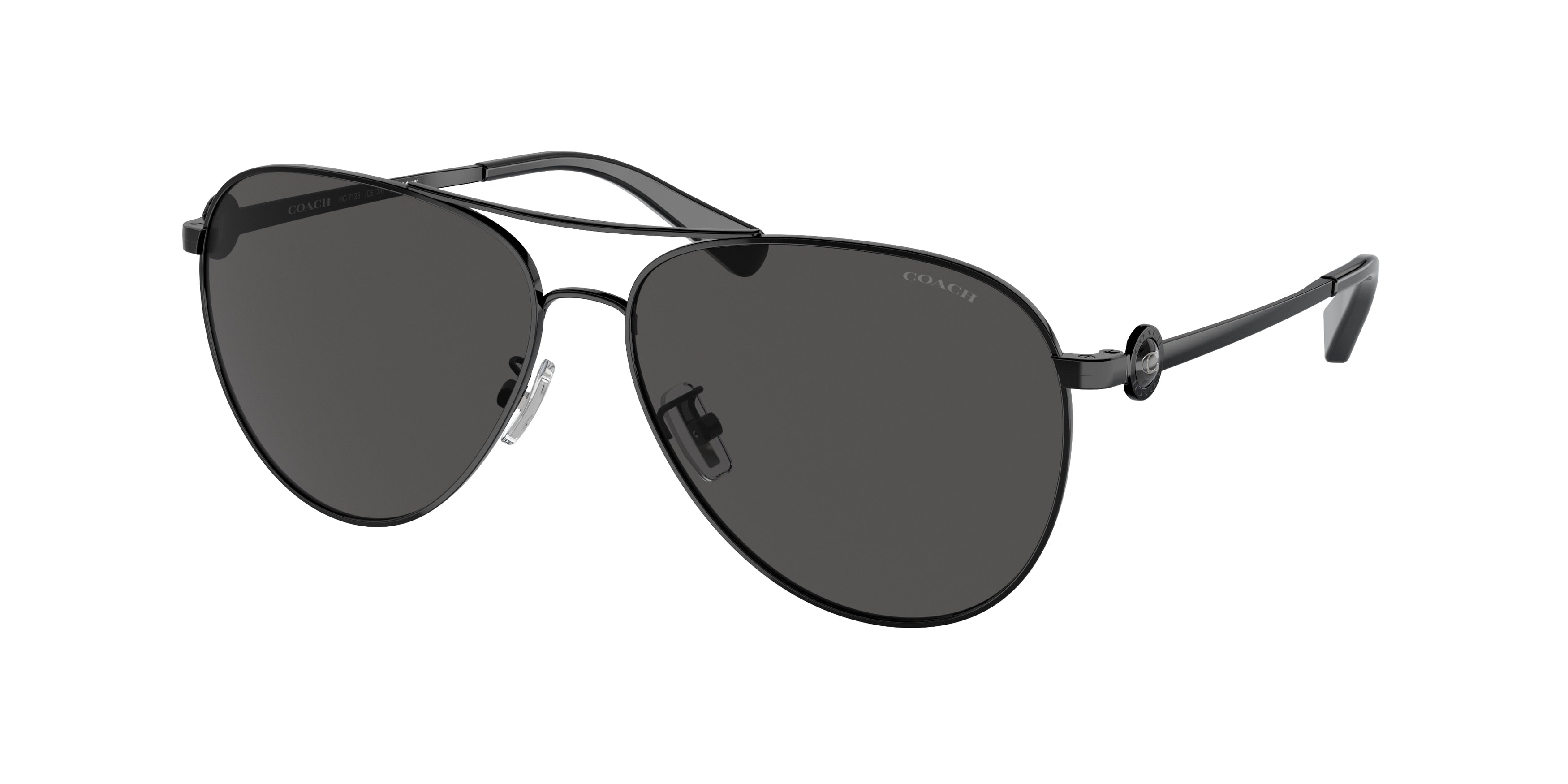 Coach C6178 HC7128 Pilot Sunglasses  934487-Shiny Black 58-140-14 - Color Map Black