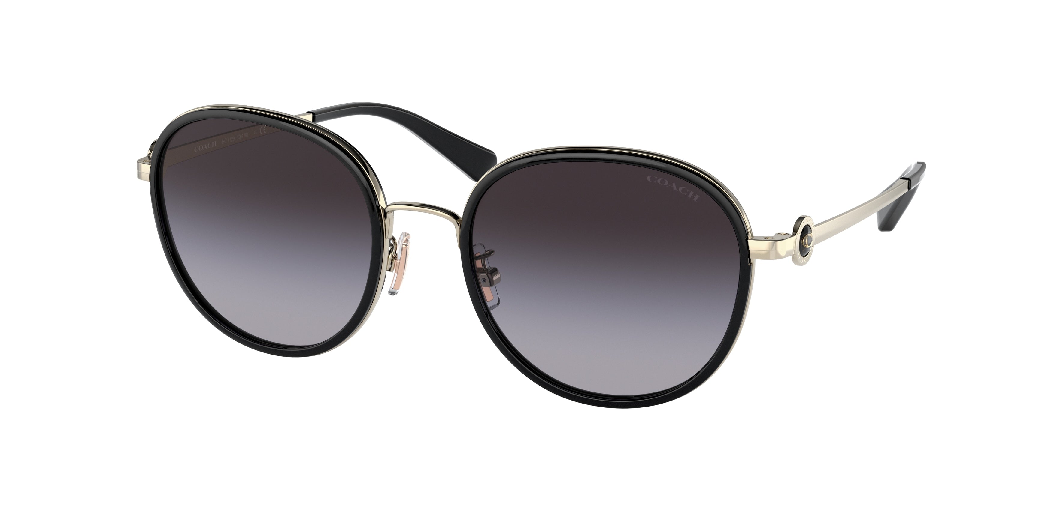 Coach C6179 HC7129 Round Sunglasses  50028G-Black 54-140-19 - Color Map Black