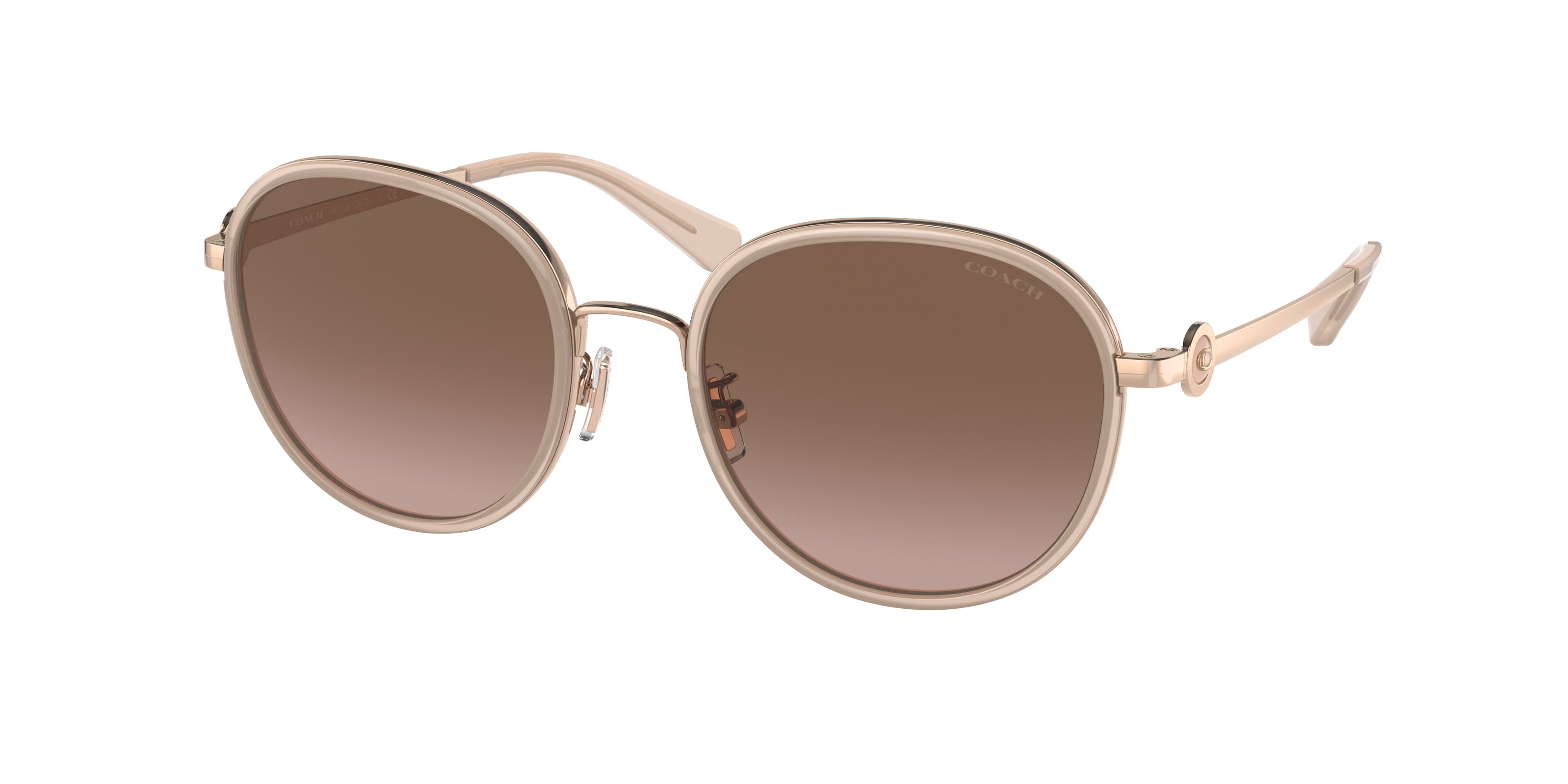Coach C6179 HC7129 Round Sunglasses  56465M-Milky Pink 54-140-19 - Color Map Pink