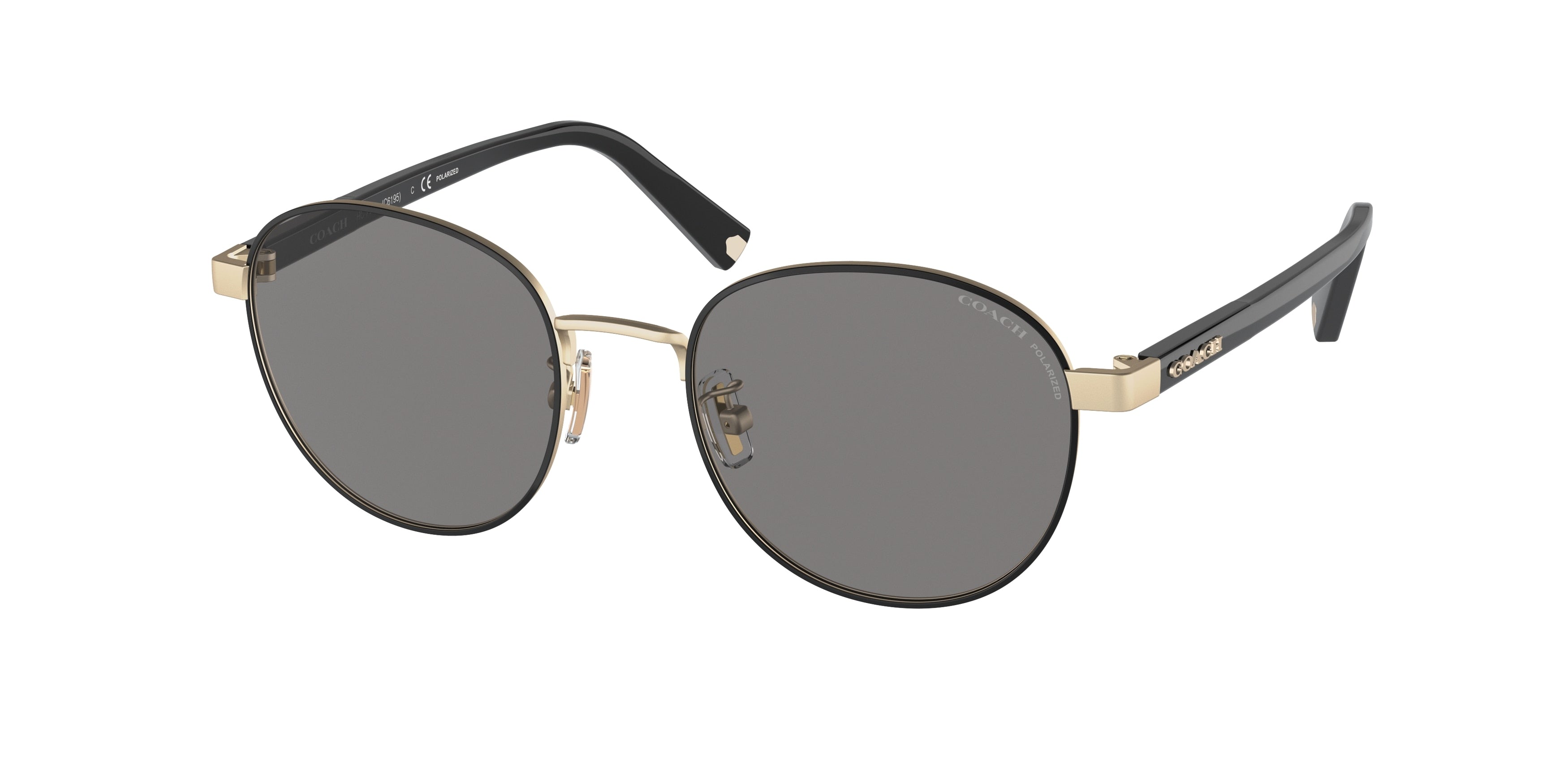 Coach C6195 HC7131 Round Sunglasses  900581-Light Gold / Black 50-145-19 - Color Map Gold