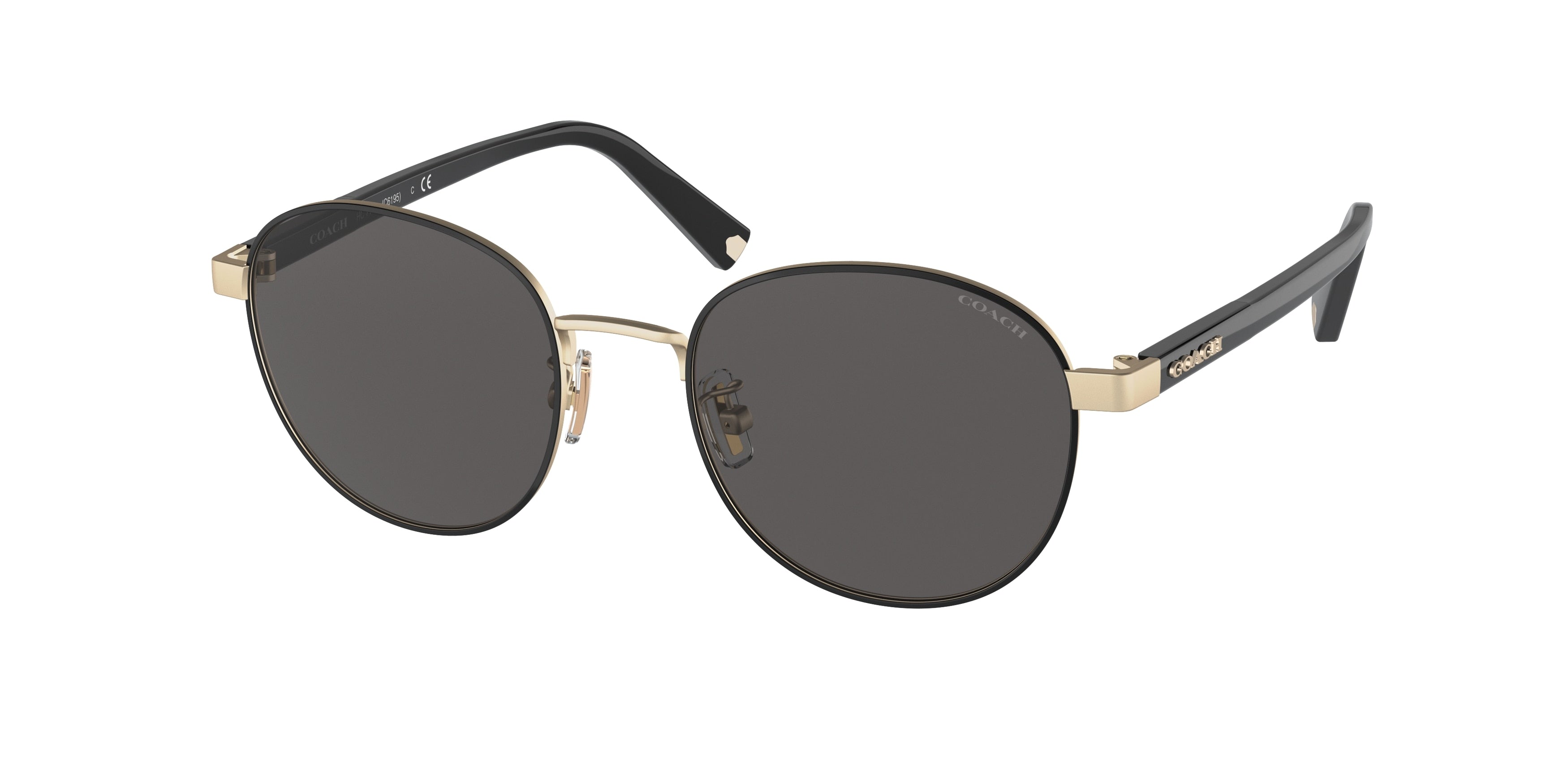 Coach C6195 HC7131 Round Sunglasses  900587-Light Gold / Black 50-145-19 - Color Map Gold