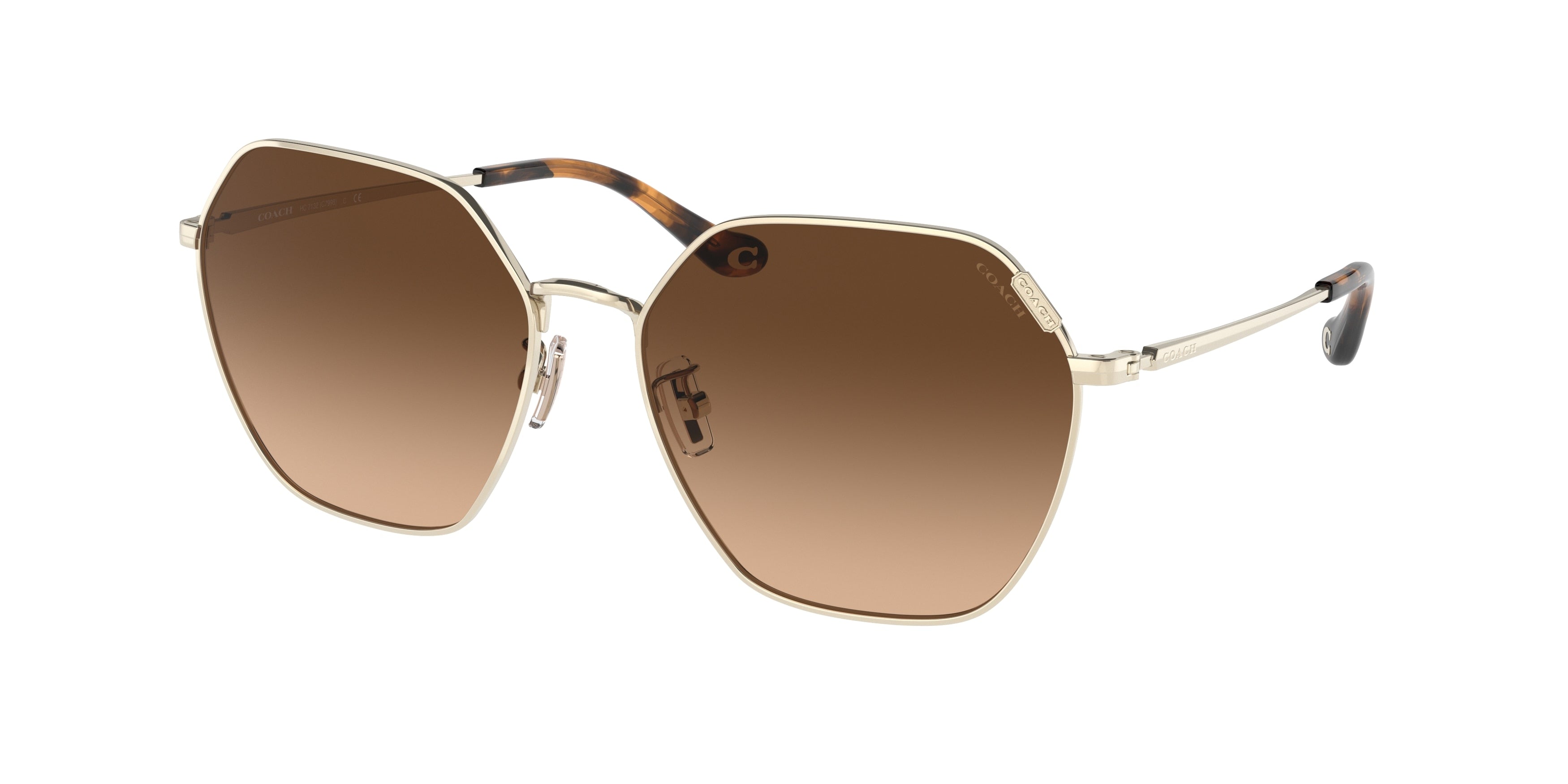 Coach C7998 HC7132 Irregular Sunglasses  900574-Shiny Light Gold 58-140-16 - Color Map Gold