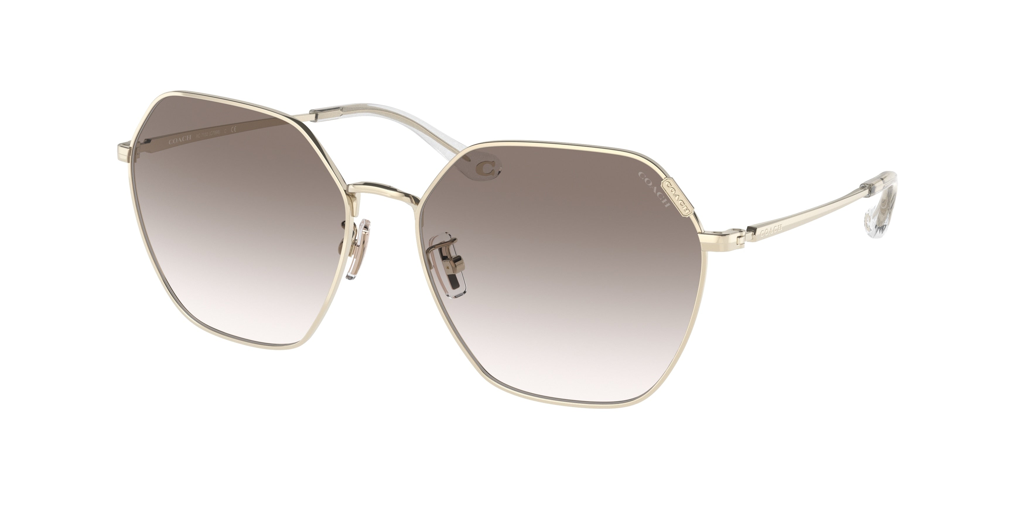 Coach C7998 HC7132 Irregular Sunglasses  90058G-Shiny Light Gold 58-140-16 - Color Map Gold