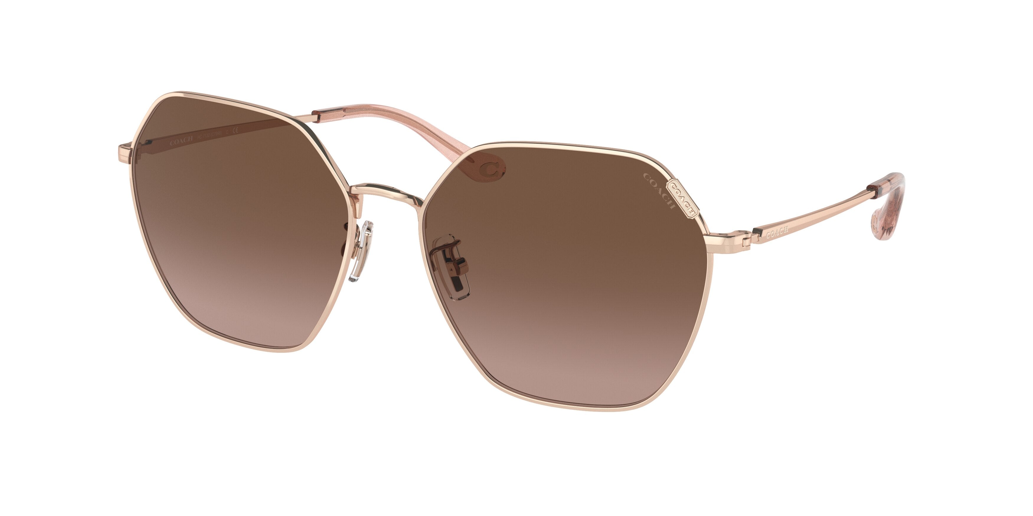 Coach C7998 HC7132 Irregular Sunglasses  93315M-Shiny Rose Gold 58-140-16 - Color Map Gold