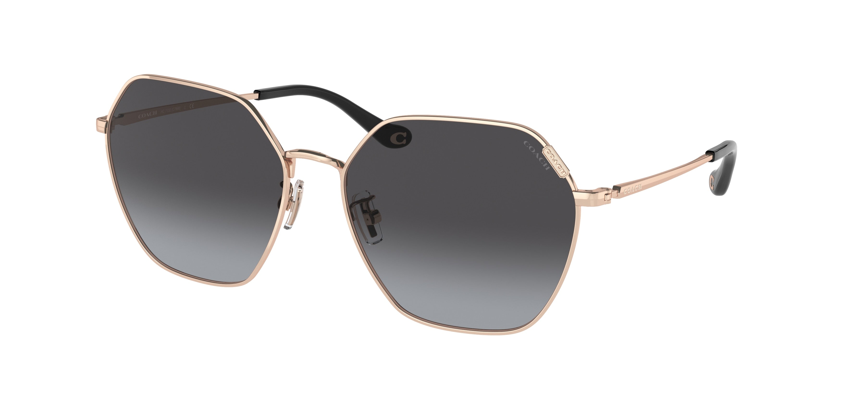Coach C7998 HC7132 Irregular Sunglasses  93318G-Shiny Rose Gold 58-140-16 - Color Map Gold