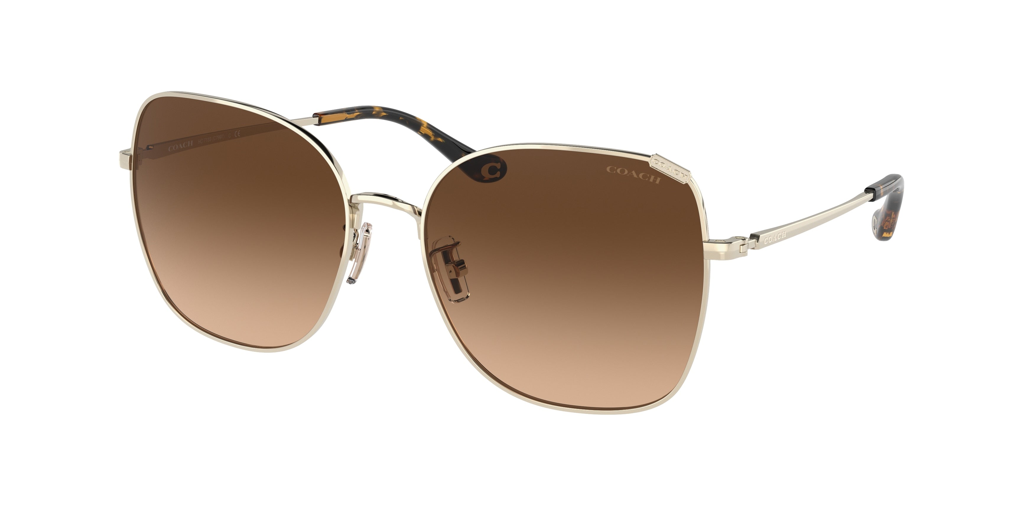 Coach C7997 HC7133 Square Sunglasses  900574-Shiny Light Gold 57-140-17 - Color Map Gold