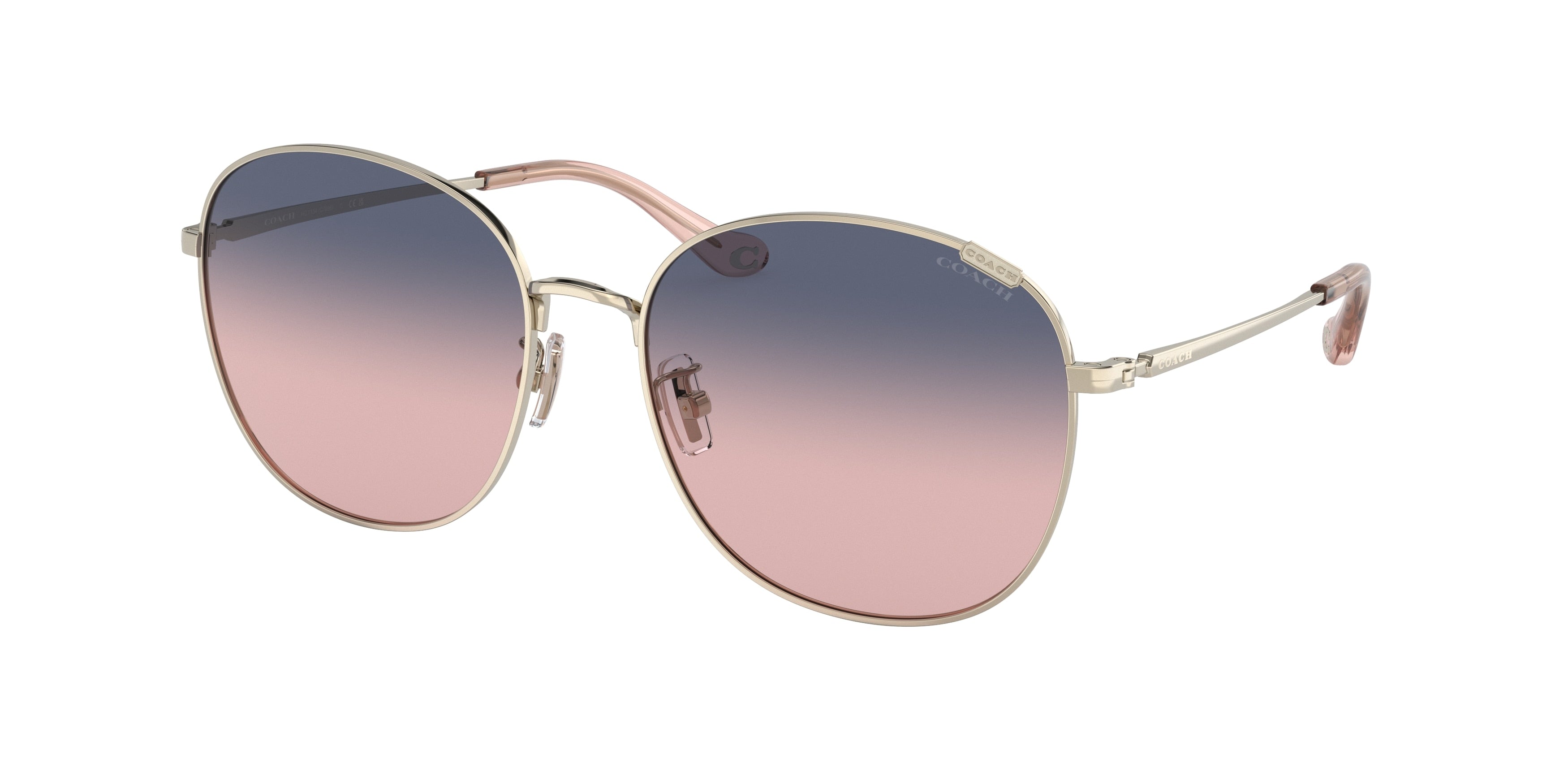 Coach C7996 HC7134 Round Sunglasses  90050J-Shiny Light Gold 57-140-17 - Color Map Gold