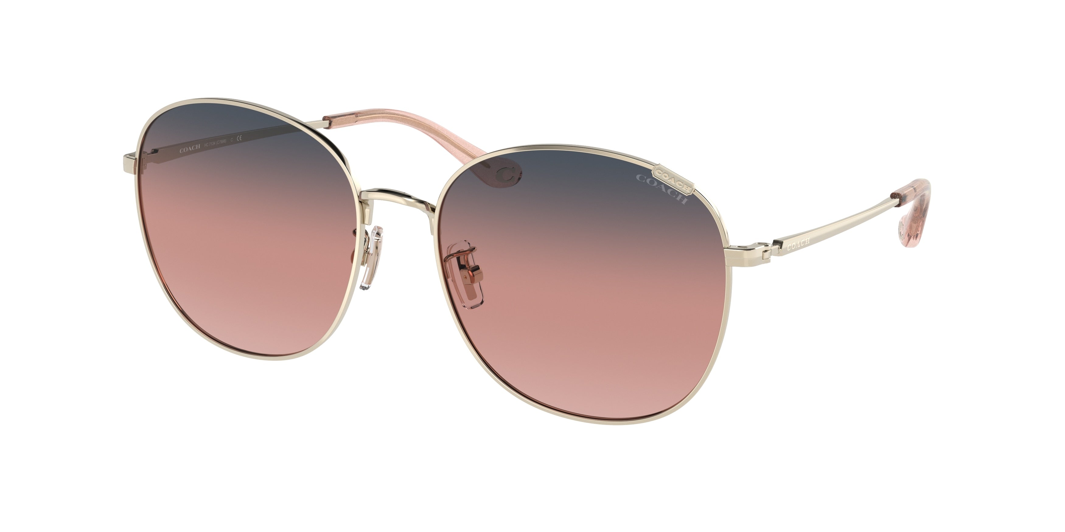 Coach C7996 HC7134 Round Sunglasses  90058D-Shiny Light Gold 57-140-17 - Color Map Gold