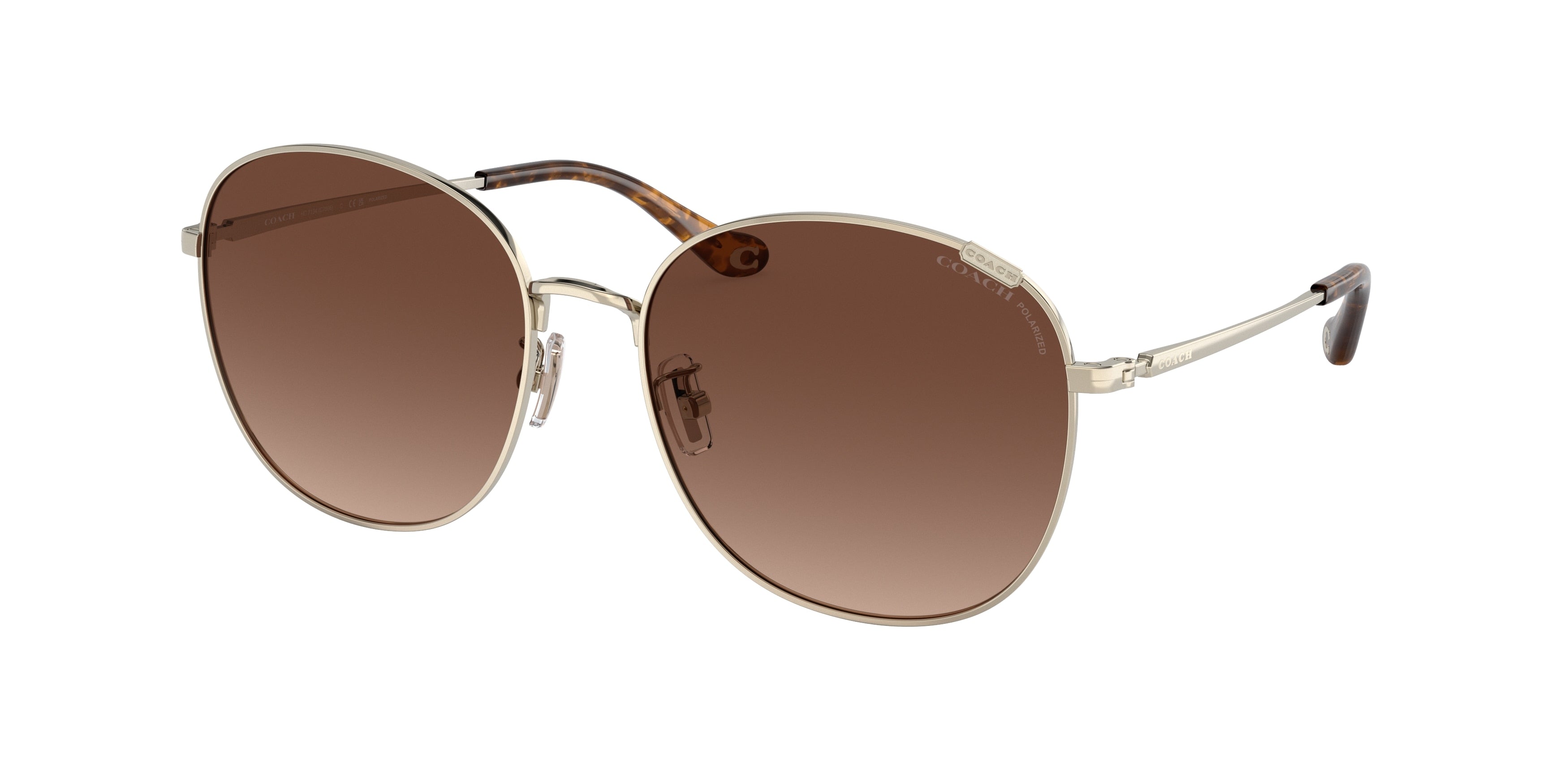 Coach C7996 HC7134 Round Sunglasses  9005T5-Shiny Light Gold 57-140-17 - Color Map Gold