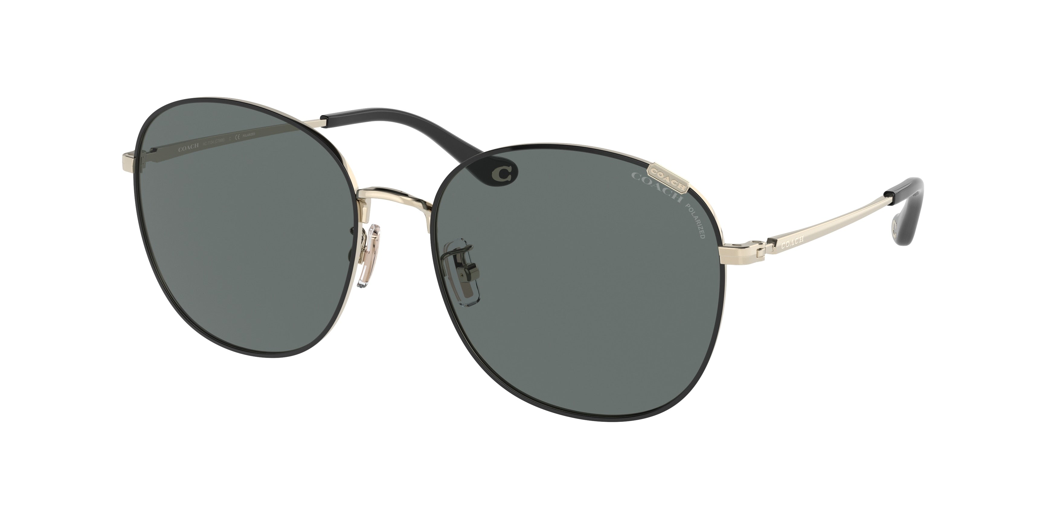 Coach C7996 HC7134 Round Sunglasses  934681-Black 57-140-17 - Color Map Black