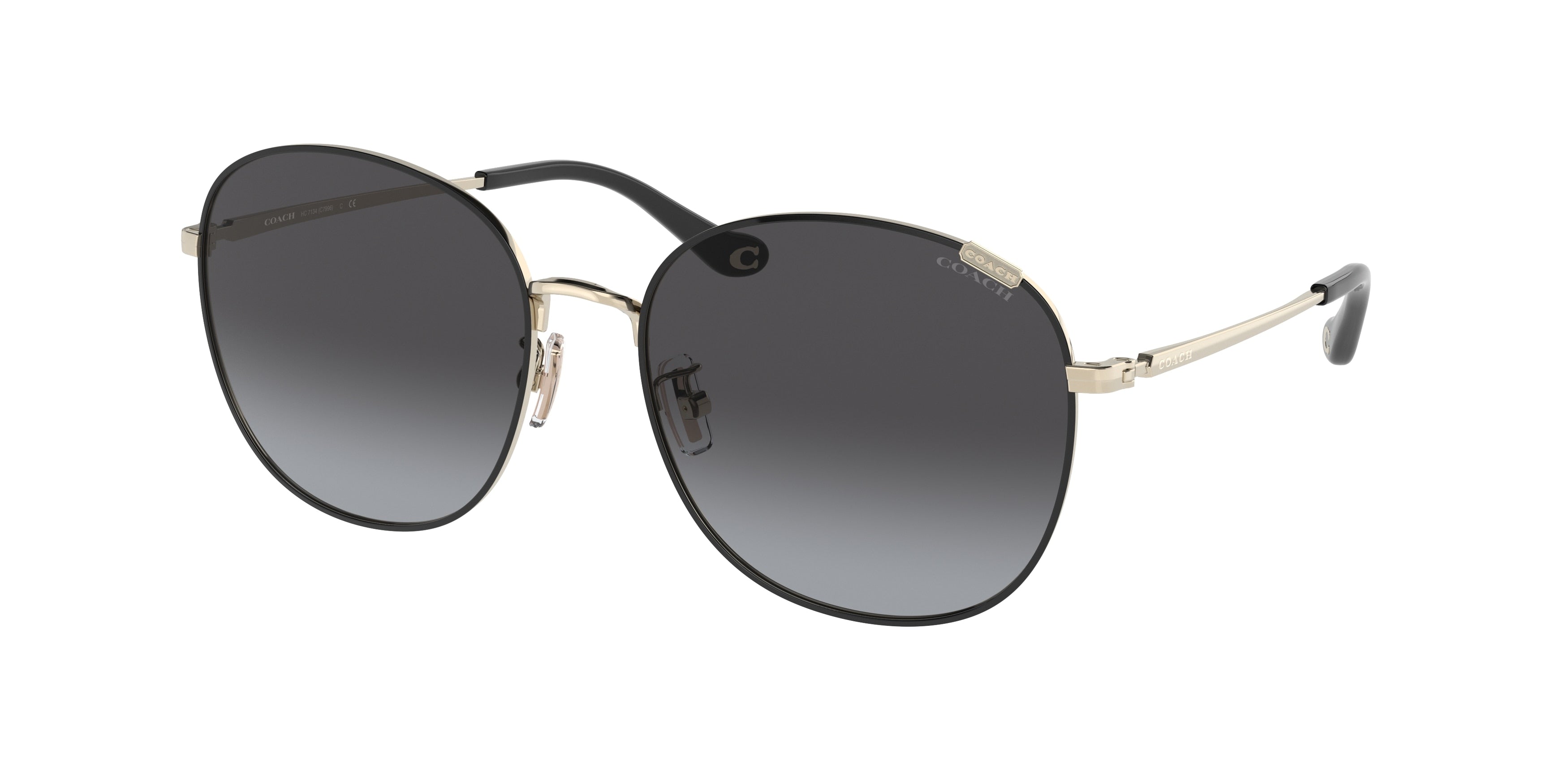 Coach C7996 HC7134 Round Sunglasses  93468G-Black 57-140-17 - Color Map Black