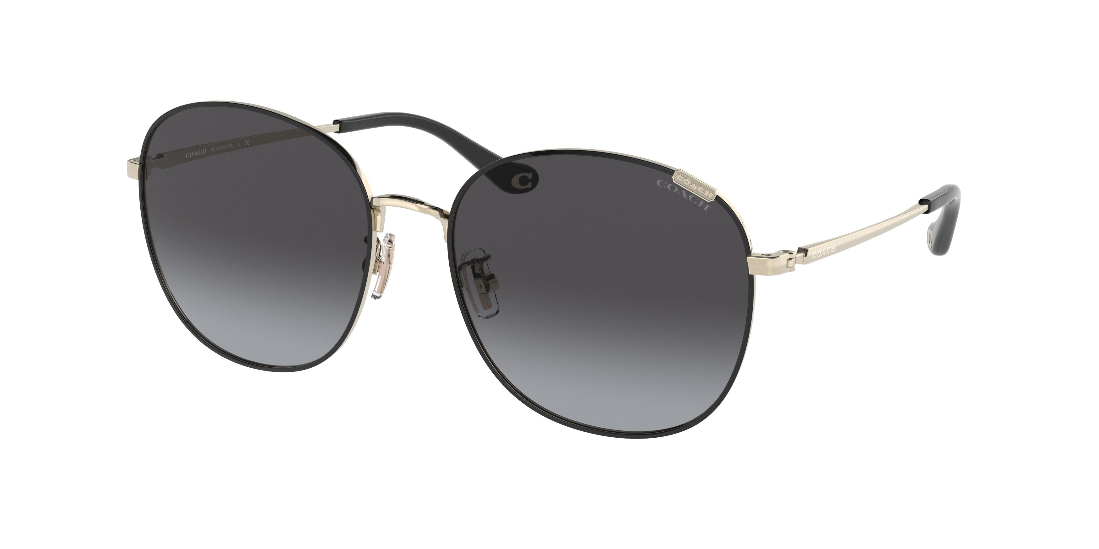 Coach C7996 HC7134 Round Sunglasses  93468G-Black 57-140-17 - Color Map Black