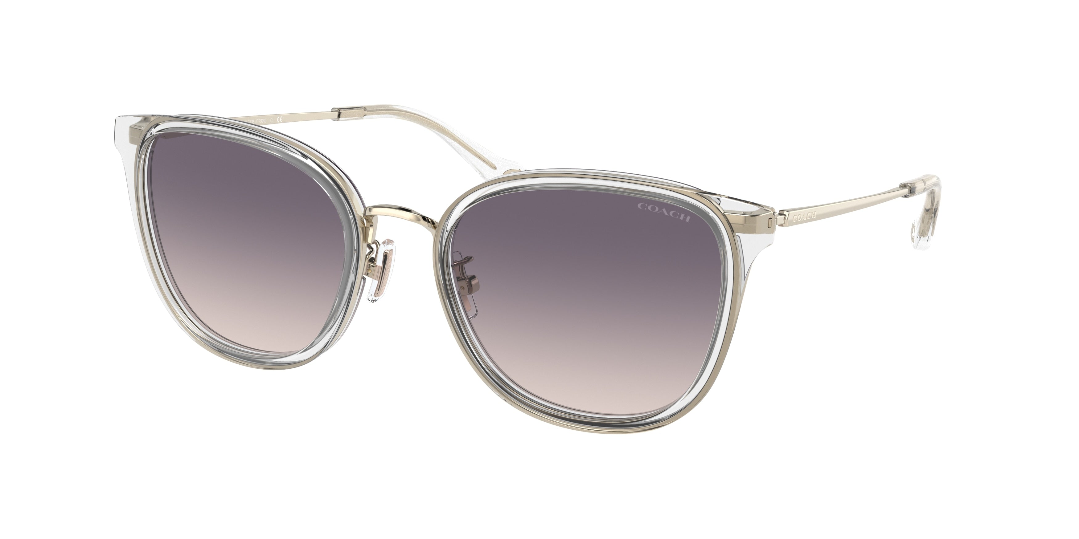 Coach C7999 HC7135 Square Sunglasses  511136-Light Gold/Crystal 54-140-20 - Color Map Gold