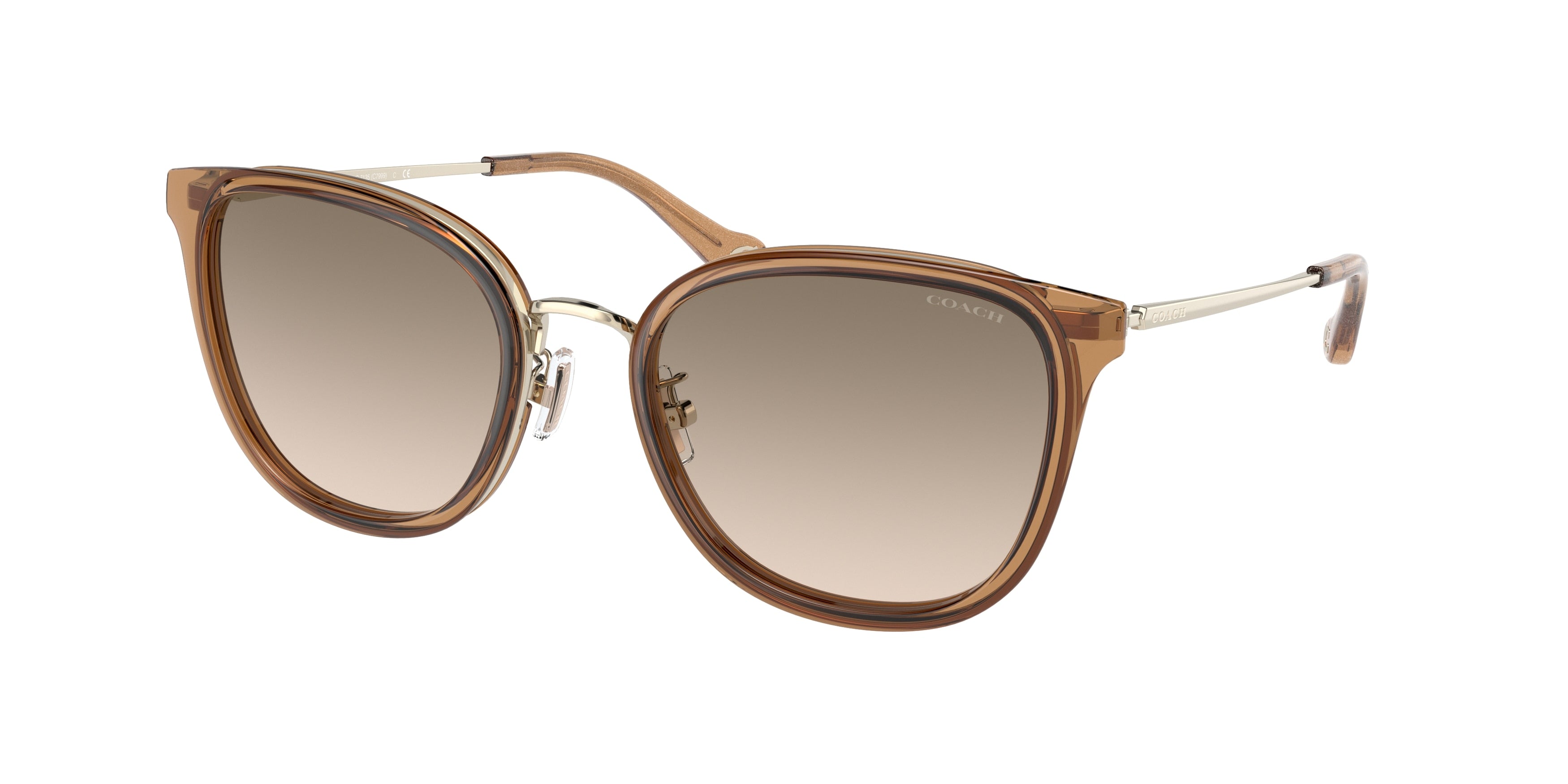 Coach C7999 HC7135 Square Sunglasses  565413-Light Gold/Brown 54-140-20 - Color Map Gold