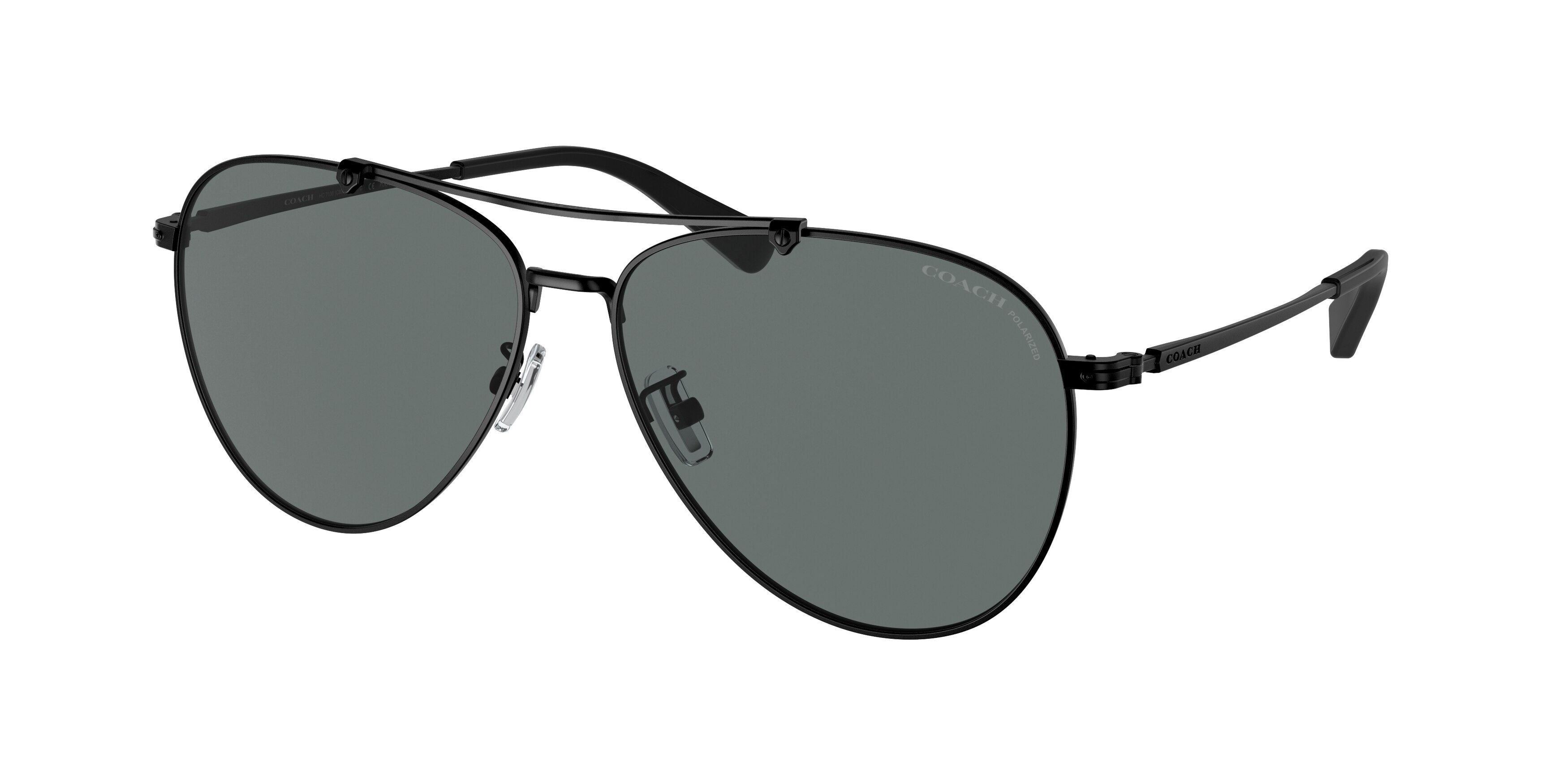 Coach C8005 HC7136 Pilot Sunglasses  939381-Satin Black 60-145-14 - Color Map Black