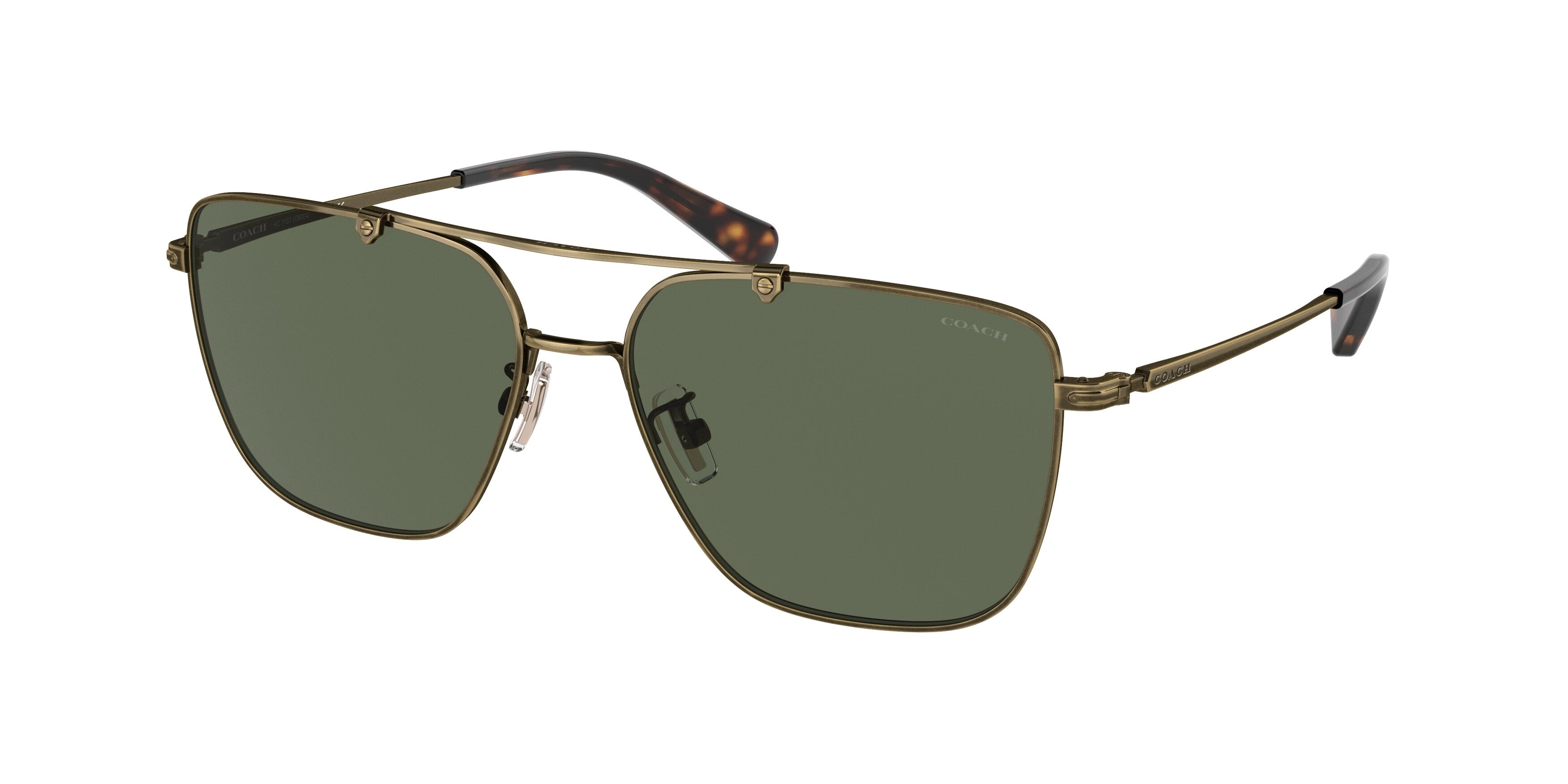 Coach C8004 HC7137 Rectangle Sunglasses  933371-Antique Gold 57-145-16 - Color Map Gold