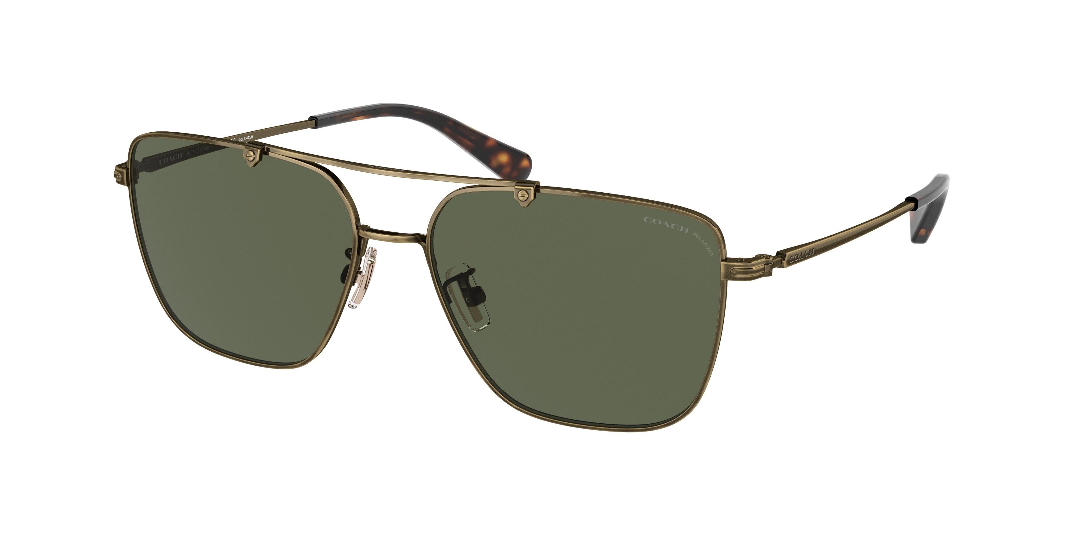 Coach C8004 HC7137 Rectangle Sunglasses  93339A-Antique Gold 57-145-16 - Color Map Gold