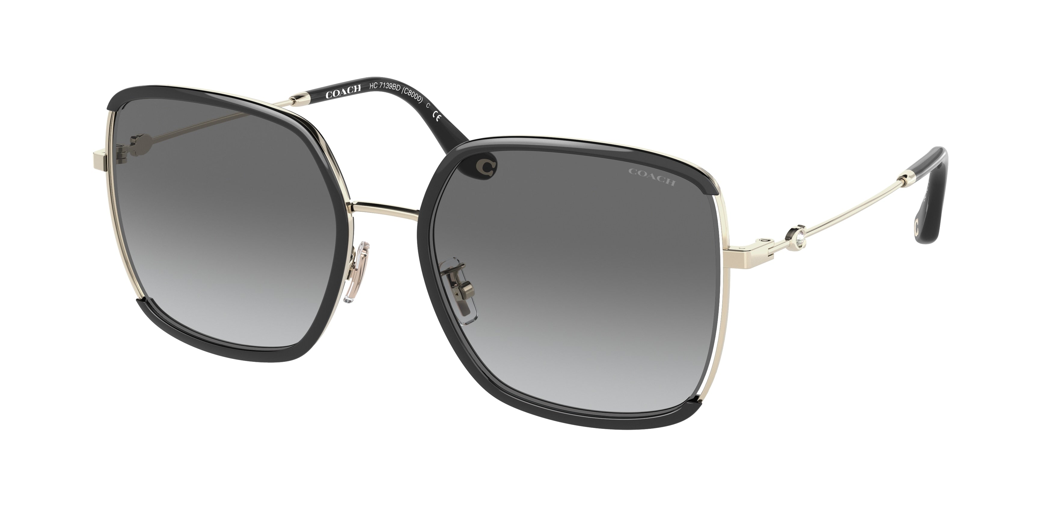 Coach C8000 HC7139BD Square Sunglasses  934611-Light Gold/Black 58-145-19 - Color Map Gold
