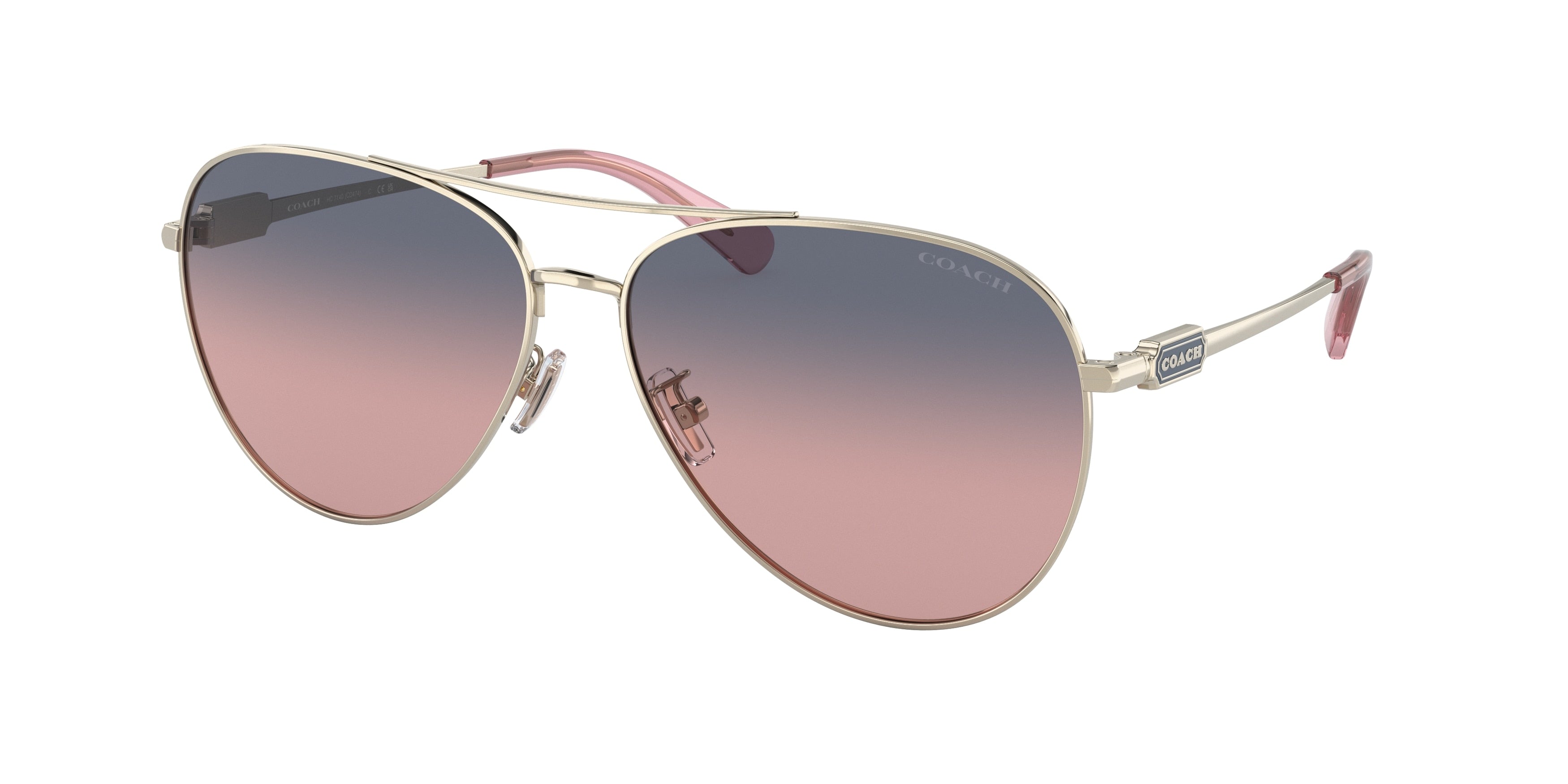 Coach CD474 HC7140 Pilot Sunglasses  90050J-Shiny Light Gold 61-140-14 - Color Map Gold