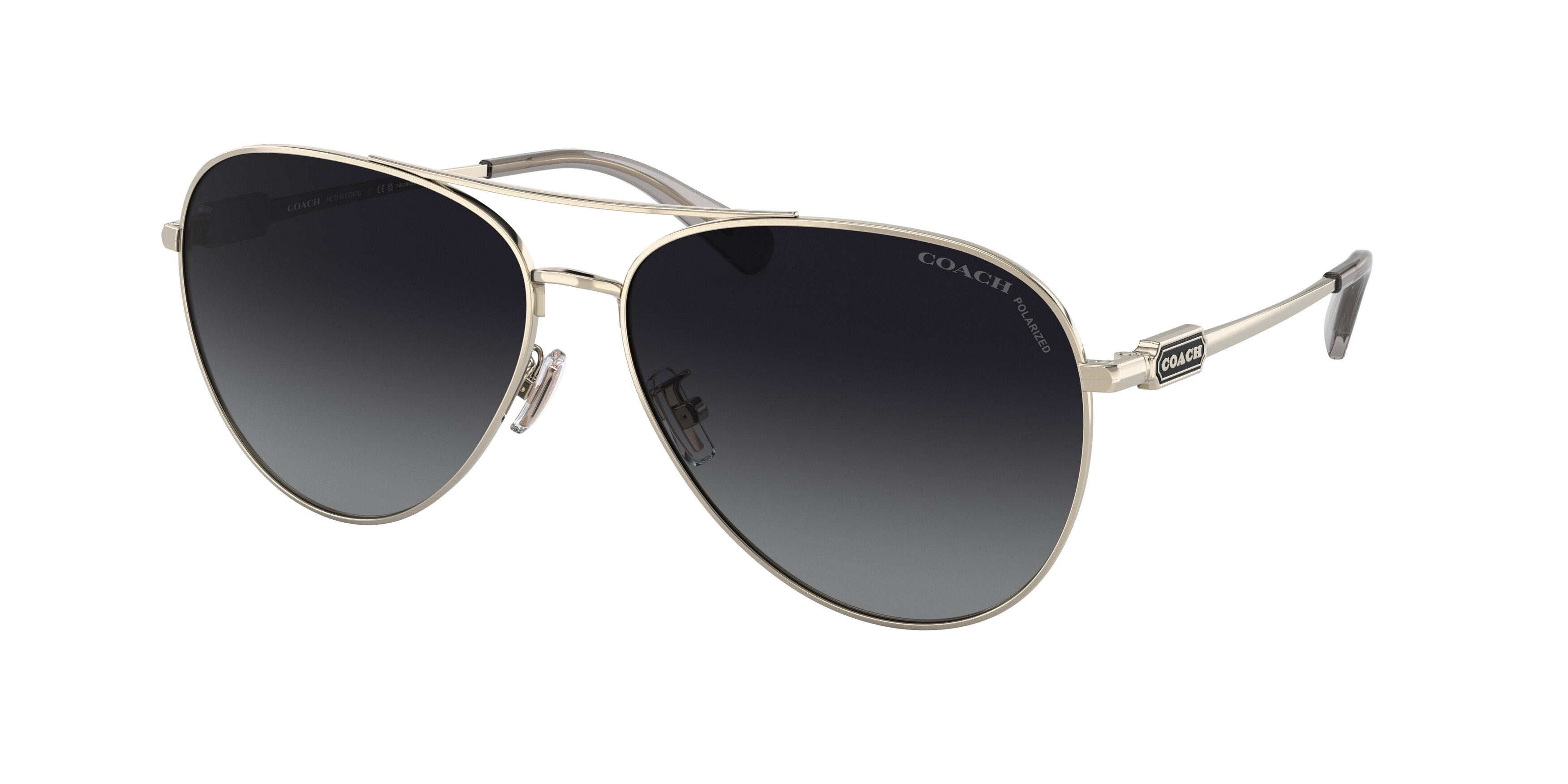 Coach CD474 HC7140 Pilot Sunglasses  9005T3-Shiny Light Gold 61-140-14 - Color Map Gold