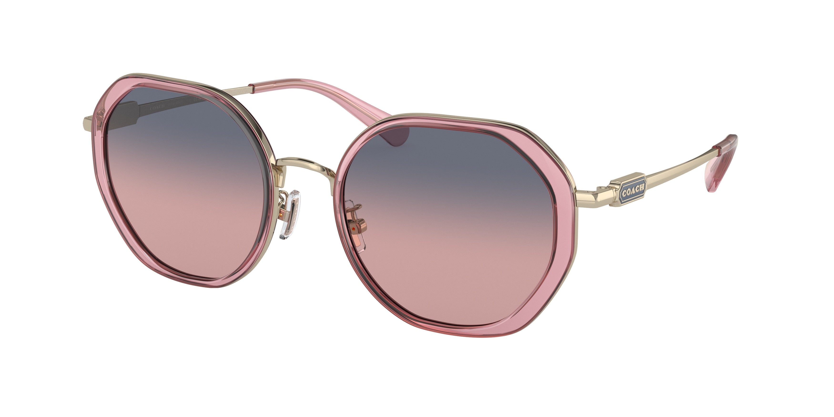Coach CD477 HC7141 Round Sunglasses  90050J-Transparent Pink 54-140-20 - Color Map Pink