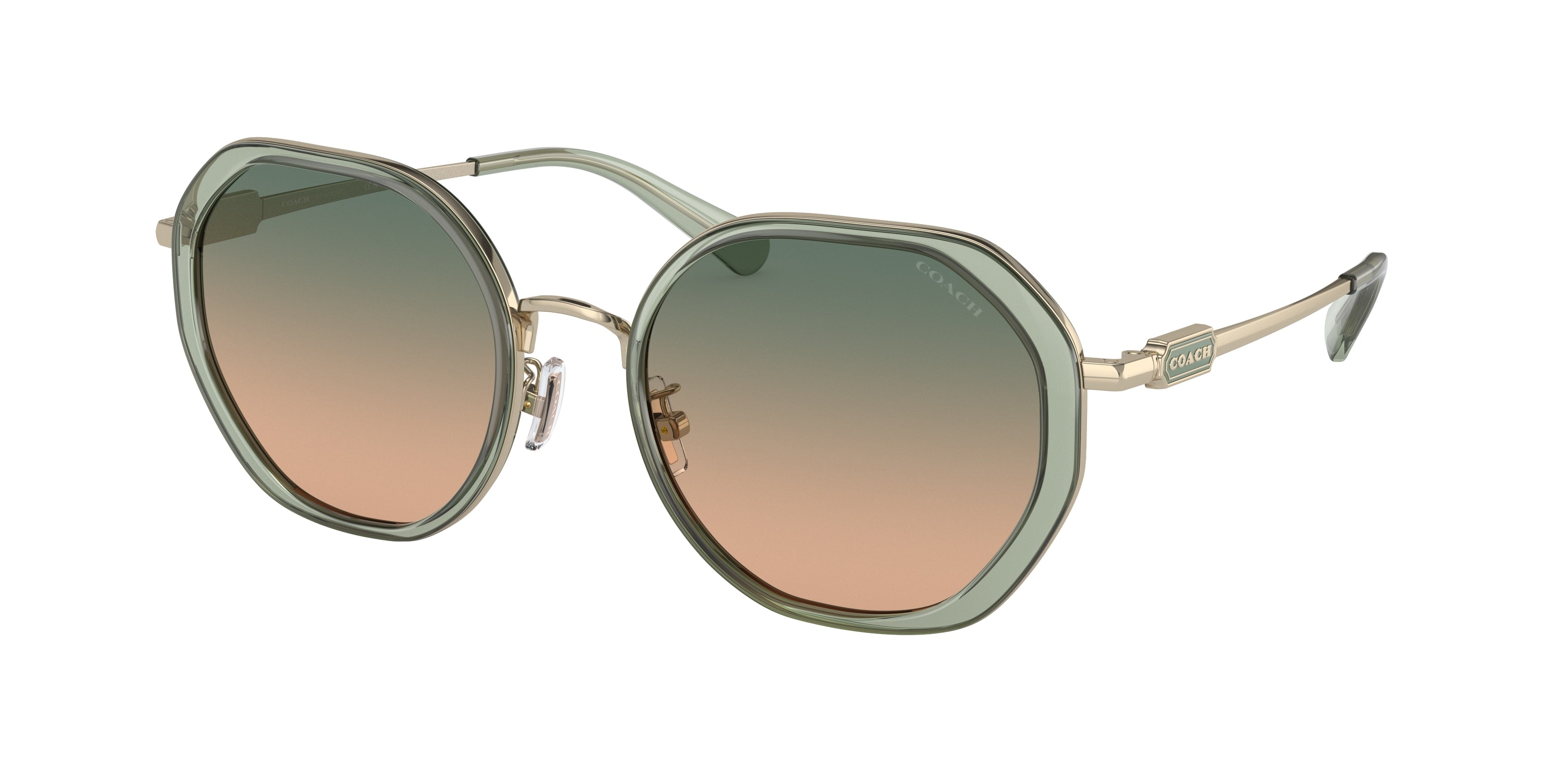 Coach CD477 HC7141 Round Sunglasses  900513-Transparent Green 54-140-20 - Color Map Green