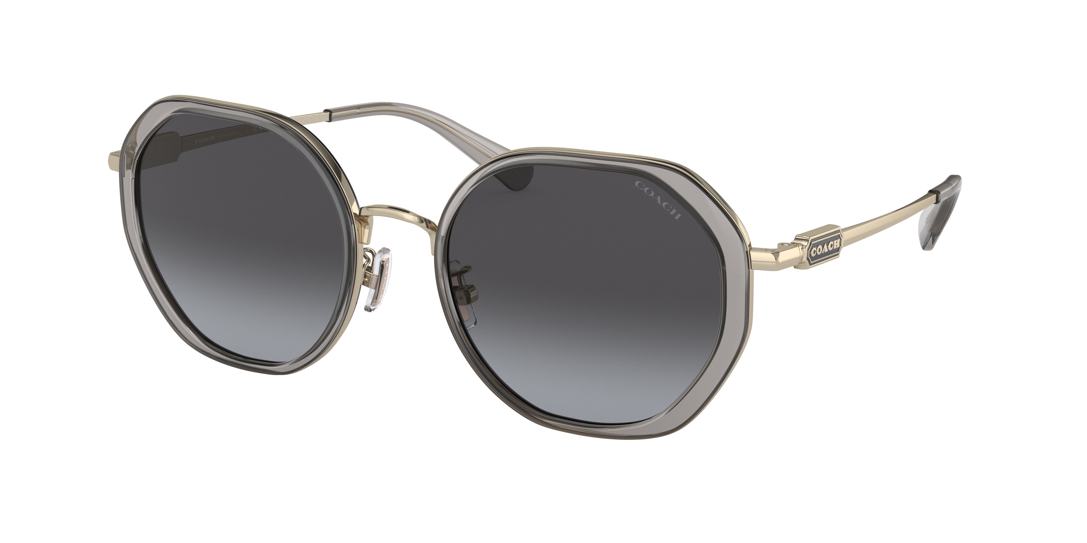Coach CD477 HC7141 Round Sunglasses  90058G-Transparent Grey 54-140-20 - Color Map Grey