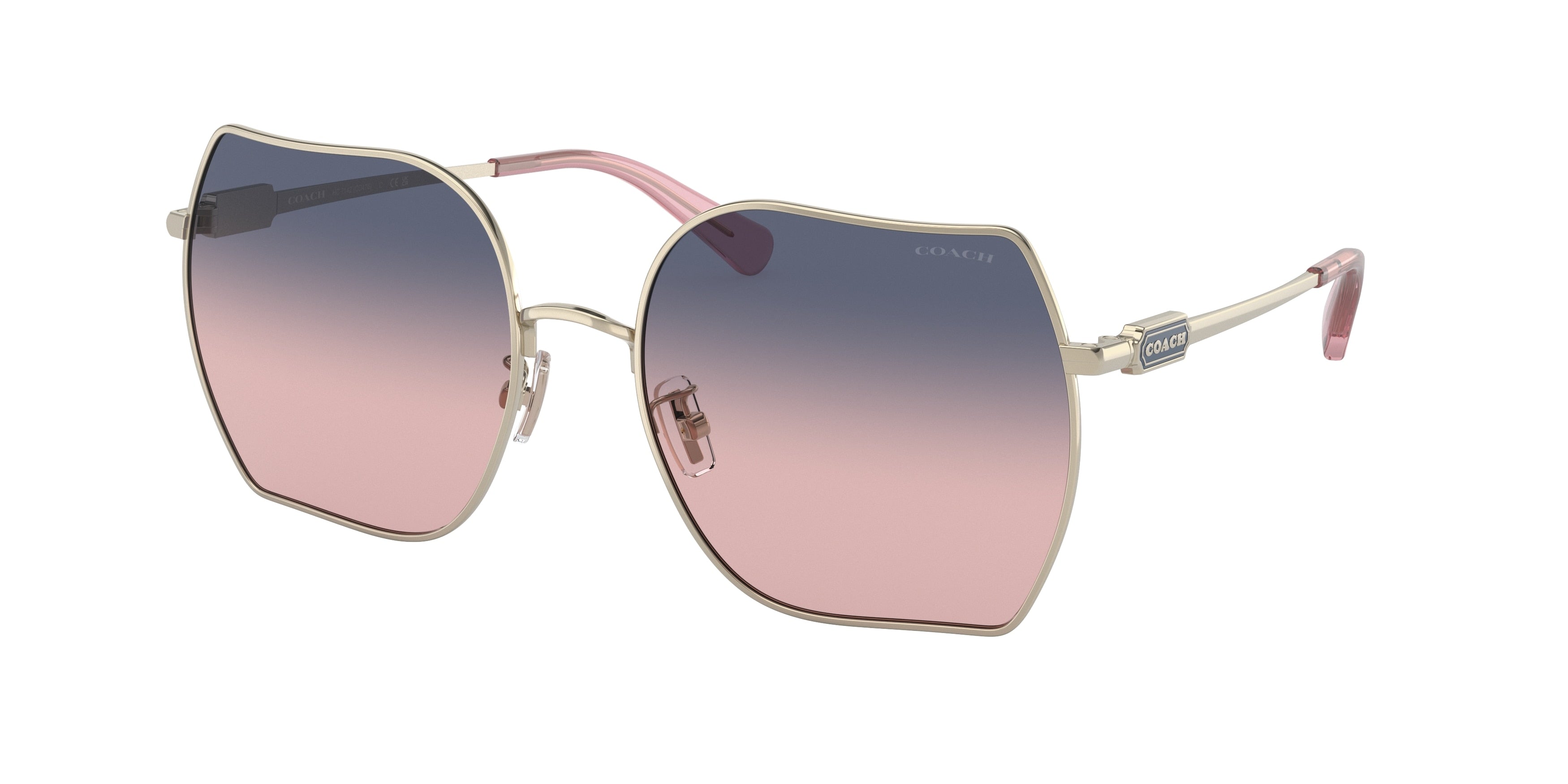 Coach CD476 HC7142 Irregular Sunglasses  90050J-Shiny Light Gold 58-140-18 - Color Map Gold
