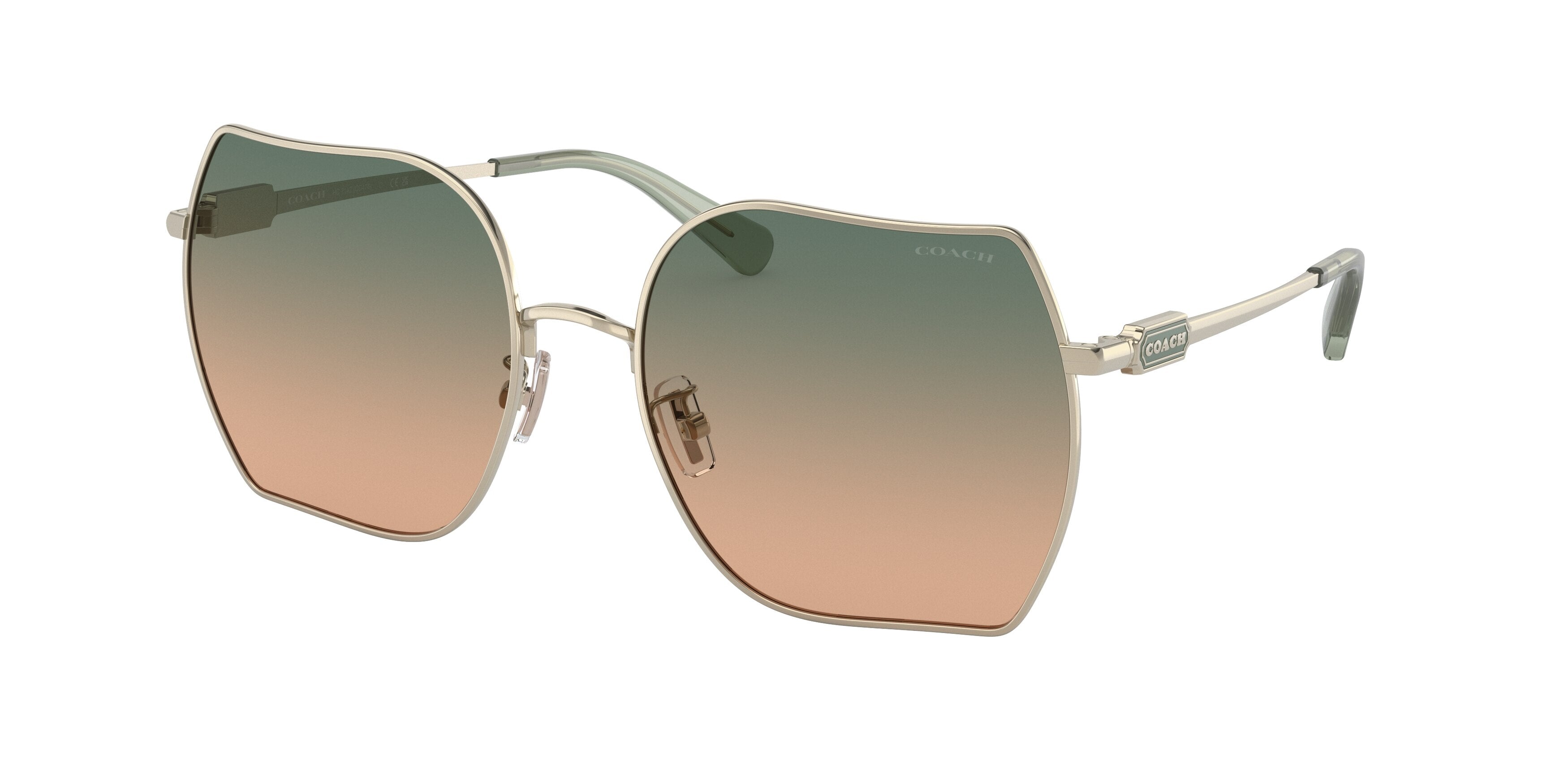 Coach CD476 HC7142 Irregular Sunglasses  900513-Shiny Light Gold 58-140-18 - Color Map Gold