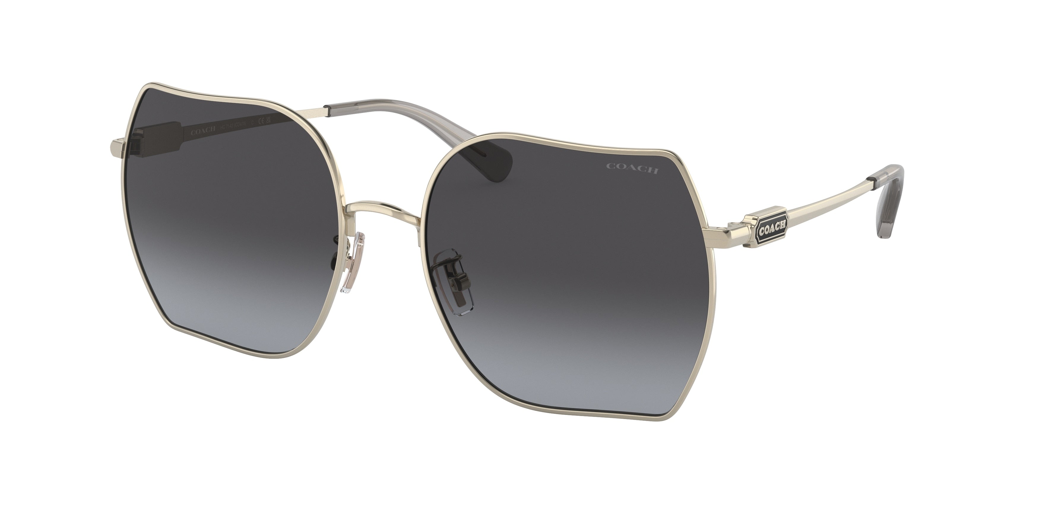 Coach CD476 HC7142 Irregular Sunglasses  90058G-Shiny Light Gold 58-140-18 - Color Map Gold