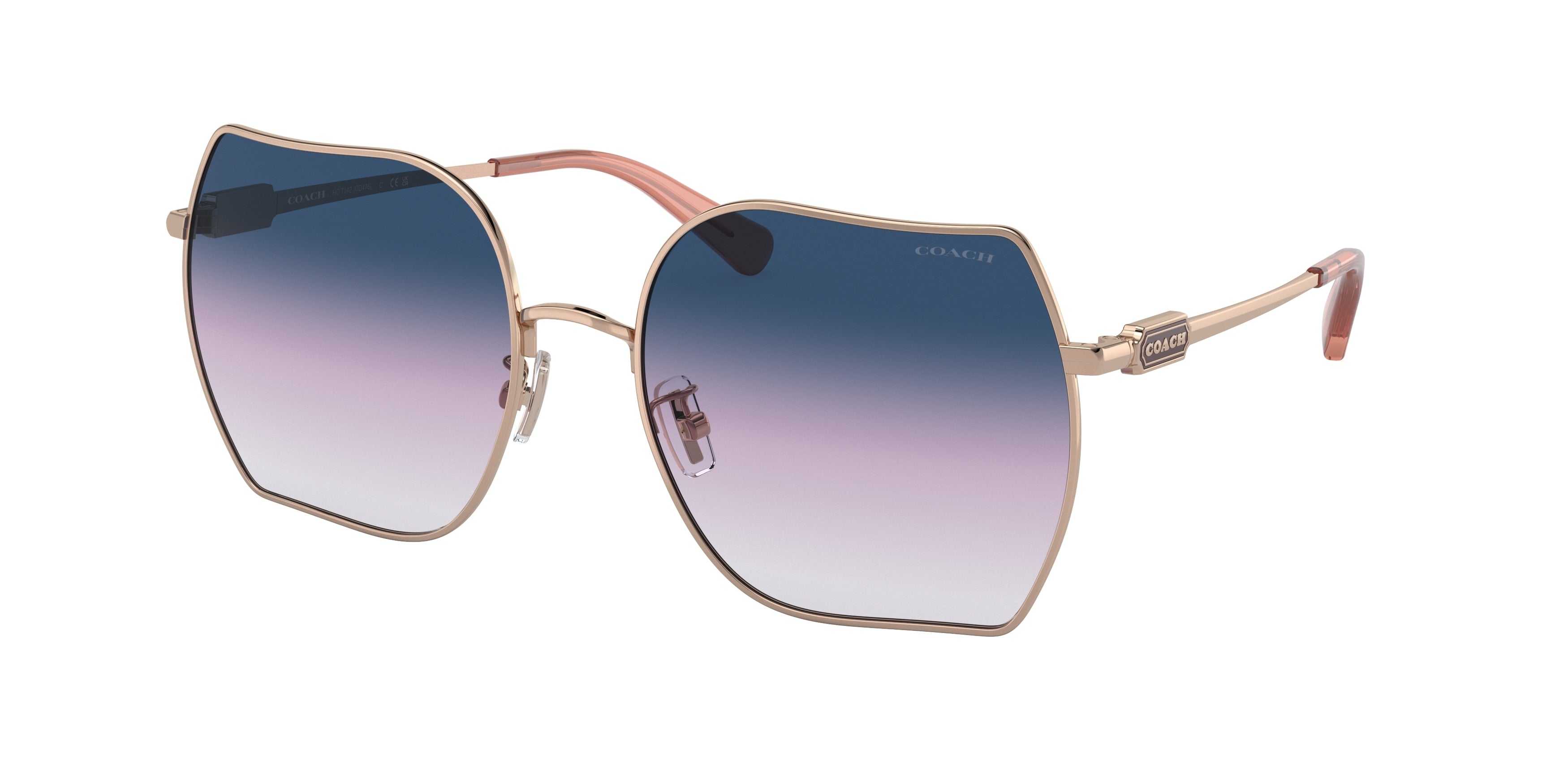 Coach CD476 HC7142 Irregular Sunglasses  93318H-Shiny Rose Gold 58-140-18 - Color Map Gold