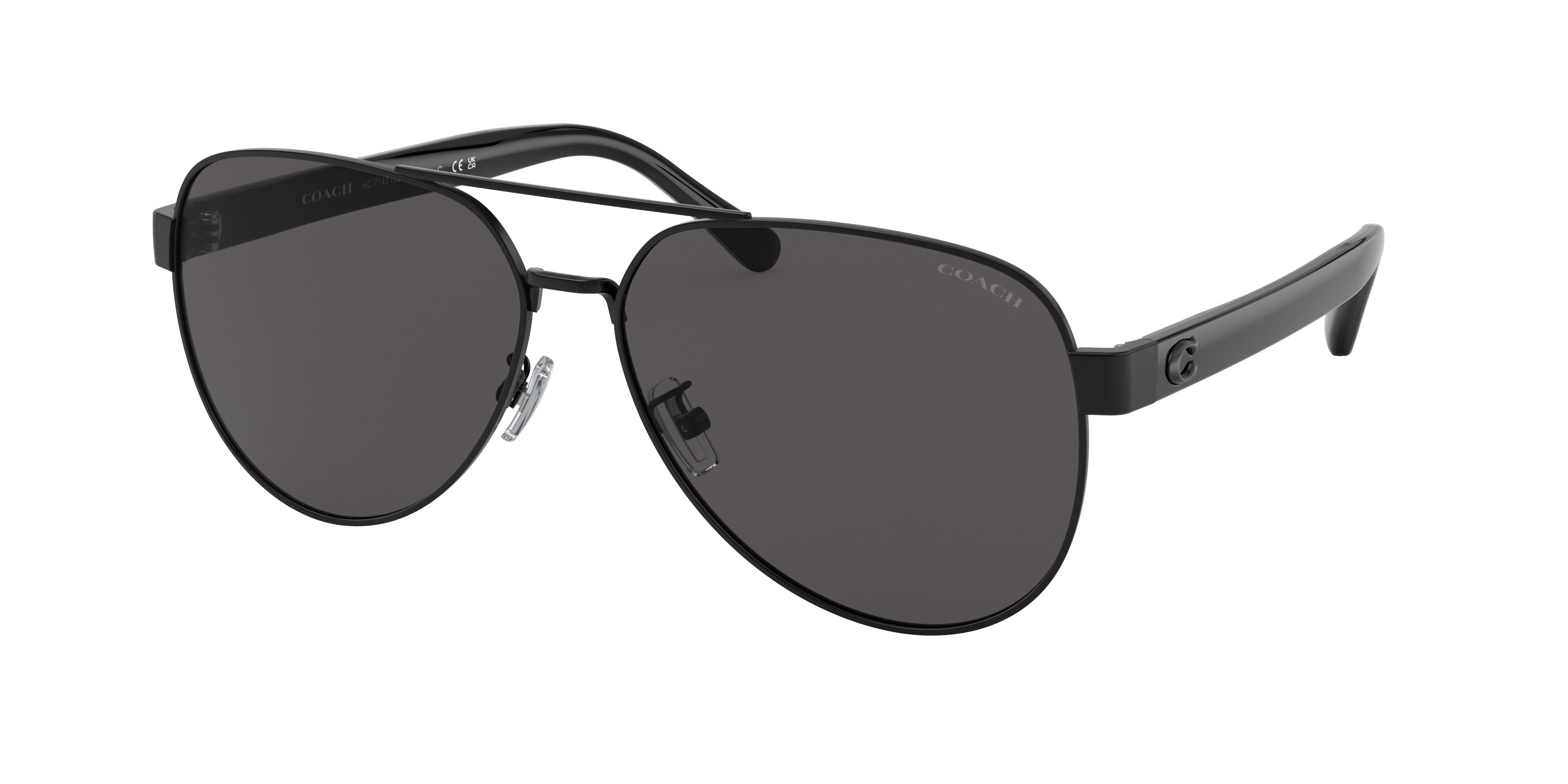 Coach CD467 HC7143 Pilot Sunglasses  900387-Satin Black 61-145-14 - Color Map Black