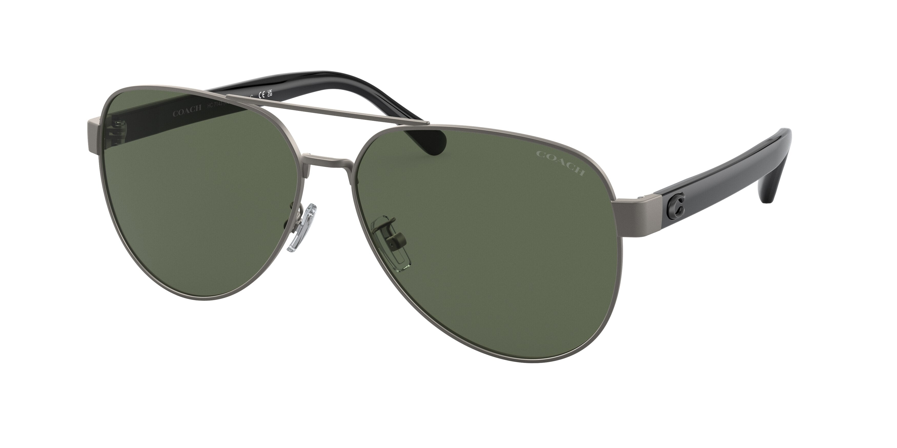 Coach CD467 HC7143 Pilot Sunglasses  900471-Satin Gunmetal 61-145-14 - Color Map Grey