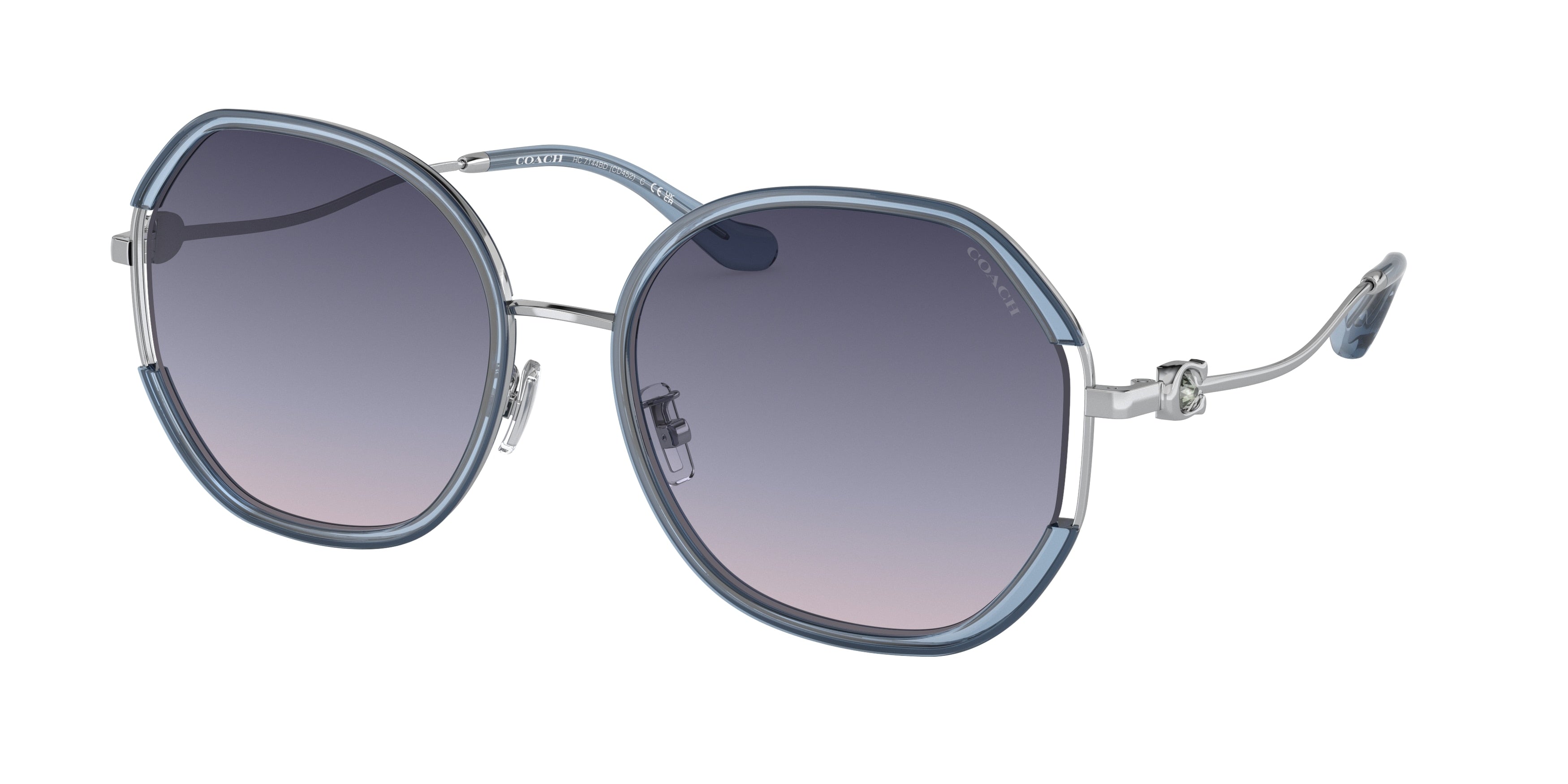 Coach CD452 HC7144BD Irregular Sunglasses  94148H-Transparent Blue 59-150-19 - Color Map Blue