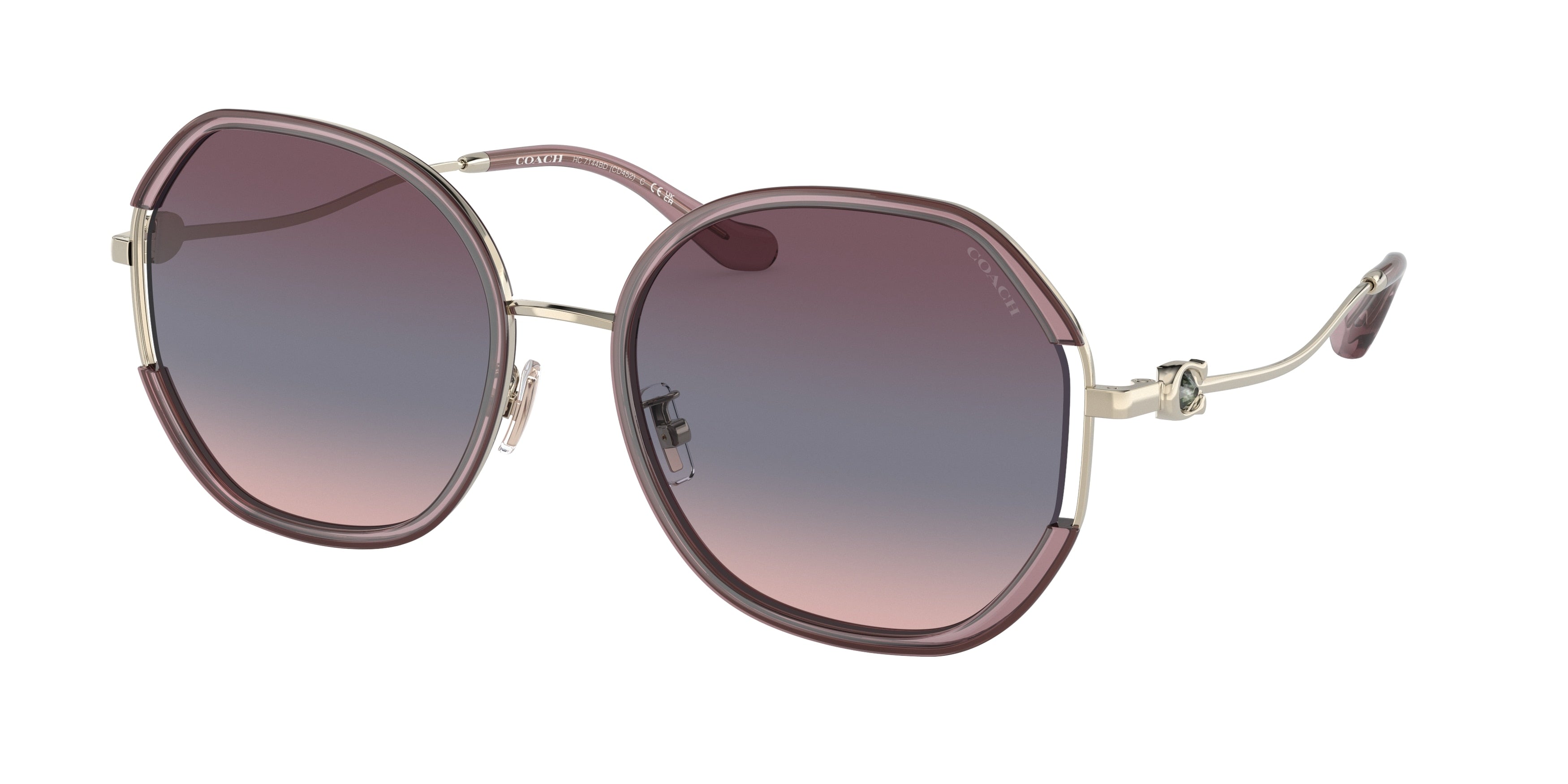 Coach CD452 HC7144BD Irregular Sunglasses  94160J-Light Gold / Purple 59-150-19 - Color Map Gold