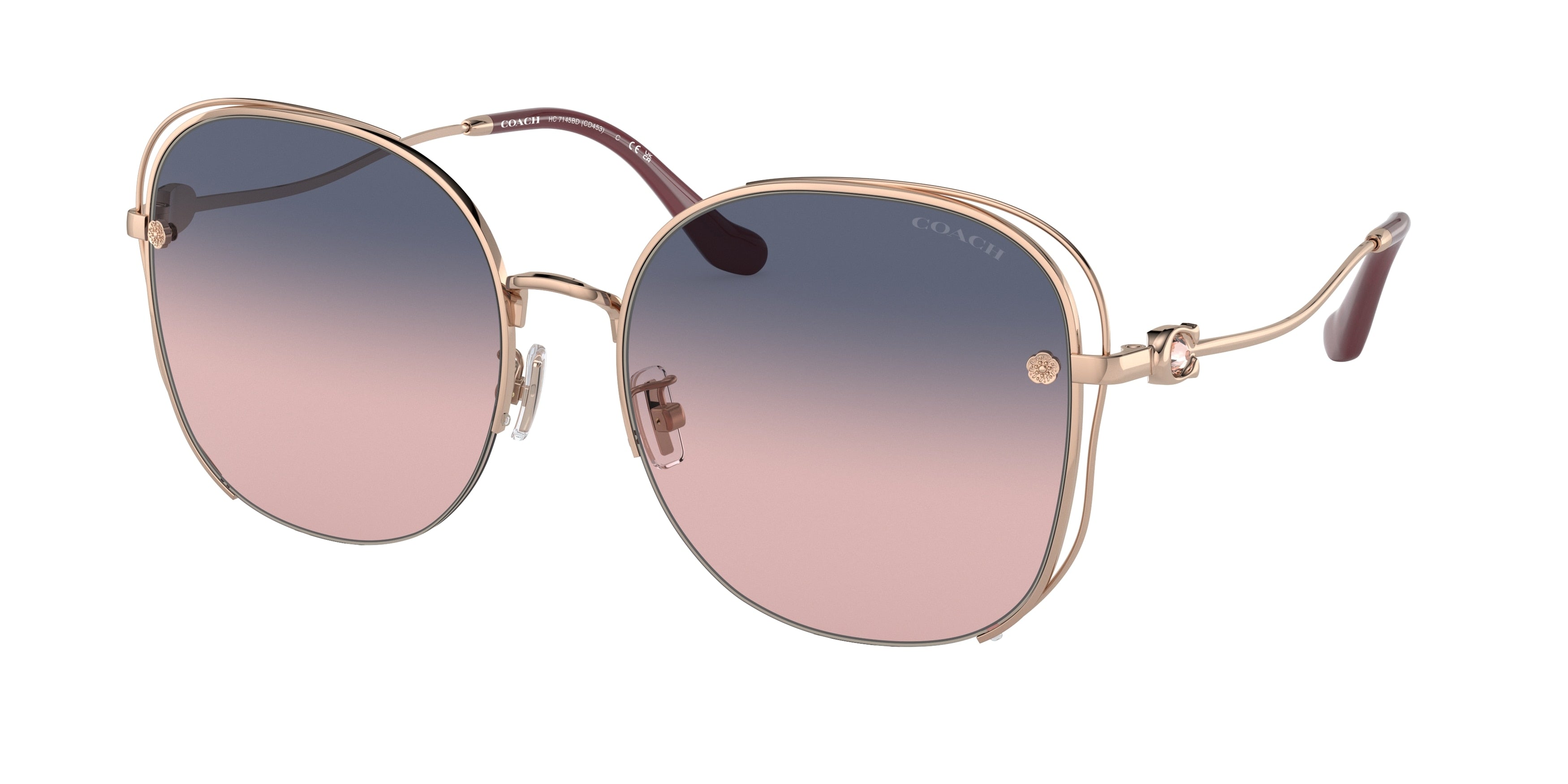 Coach CD453 HC7145BD Butterfly Sunglasses  93310J-Shiny Rose Gold 60-150-18 - Color Map Gold