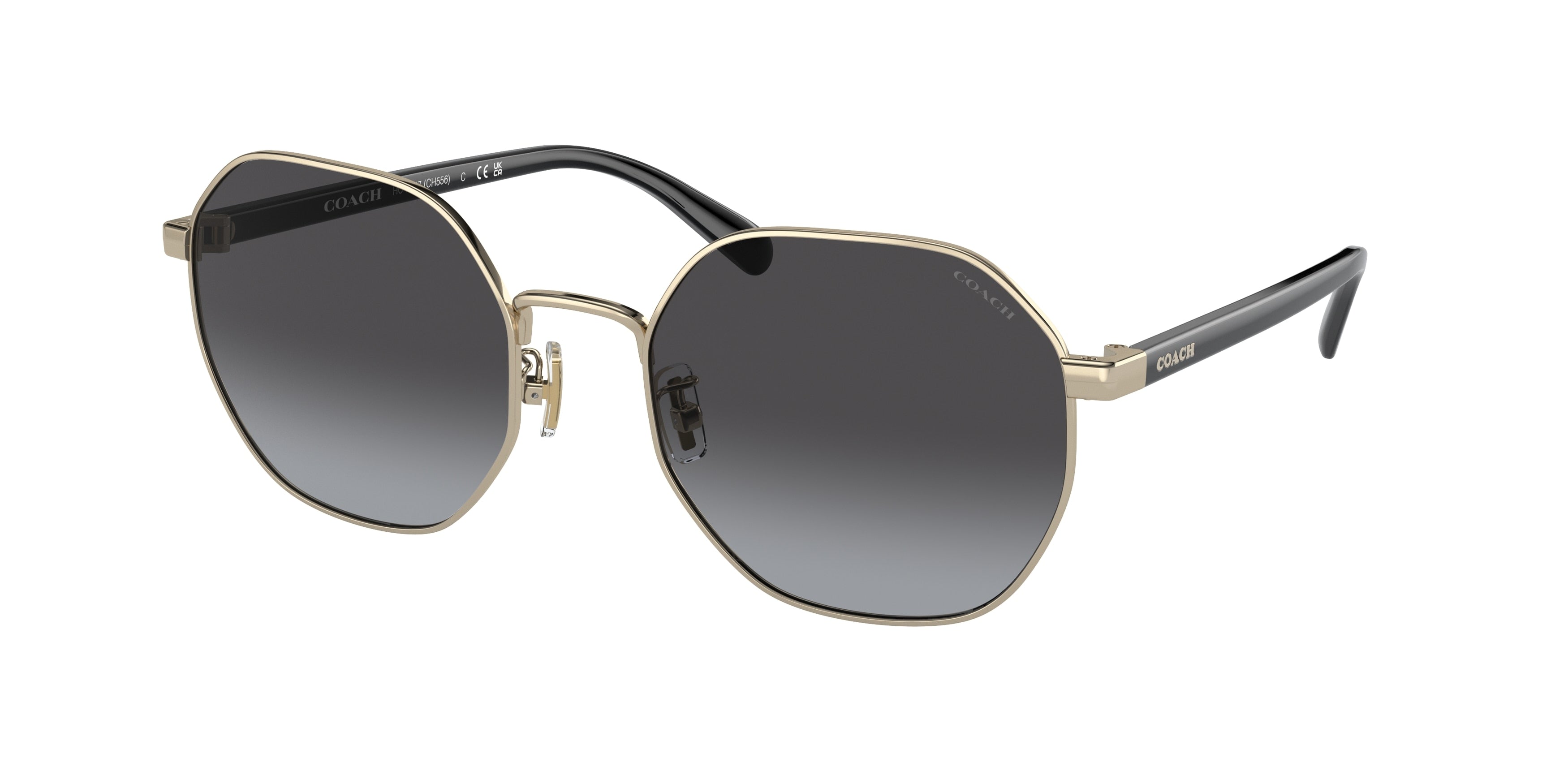 Coach CH556 HC7147 Irregular Sunglasses  90058G-Shiny Light Gold 56-140-20 - Color Map Gold