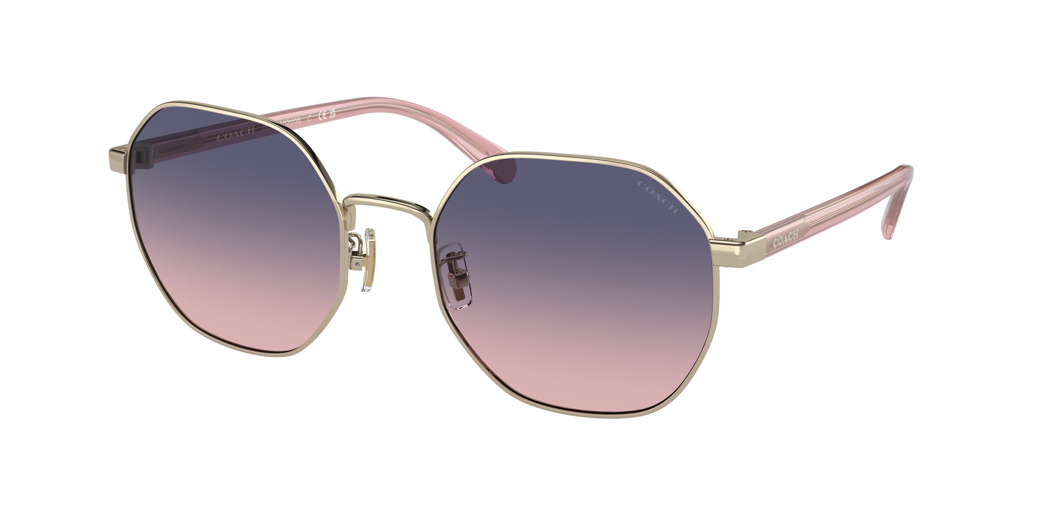 Coach CH556 HC7147 Irregular Sunglasses  9005I6-Shiny Light Gold 56-140-20 - Color Map Gold