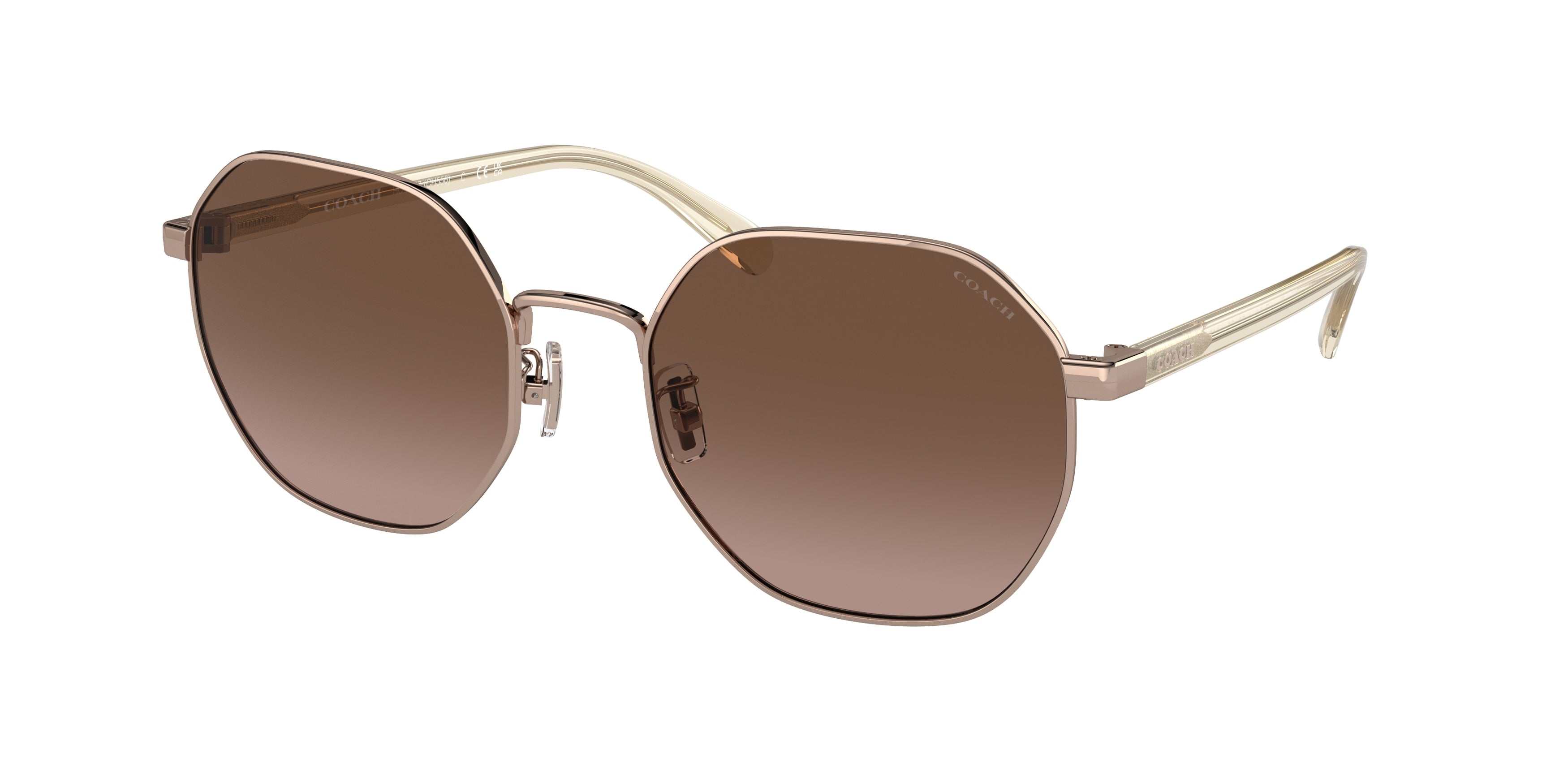 Coach CH556 HC7147 Irregular Sunglasses  93315M-Shiny Rose Gold 56-140-20 - Color Map Gold
