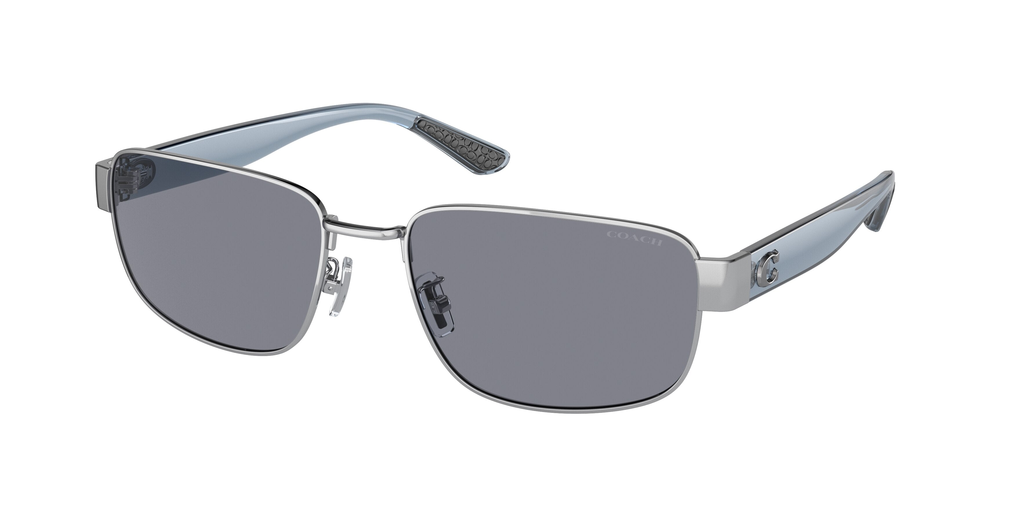 Coach CH579 HC7149 Rectangle Sunglasses  900155-Shiny Silver 59-145-19 - Color Map Silver