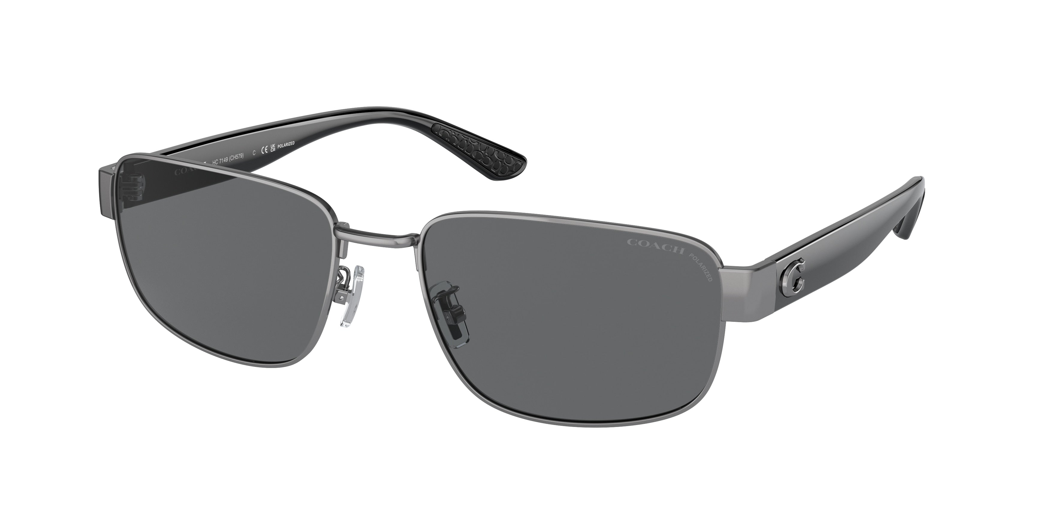 Coach CH579 HC7149 Rectangle Sunglasses  900481-Shiny Gunmetal 59-145-19 - Color Map Grey
