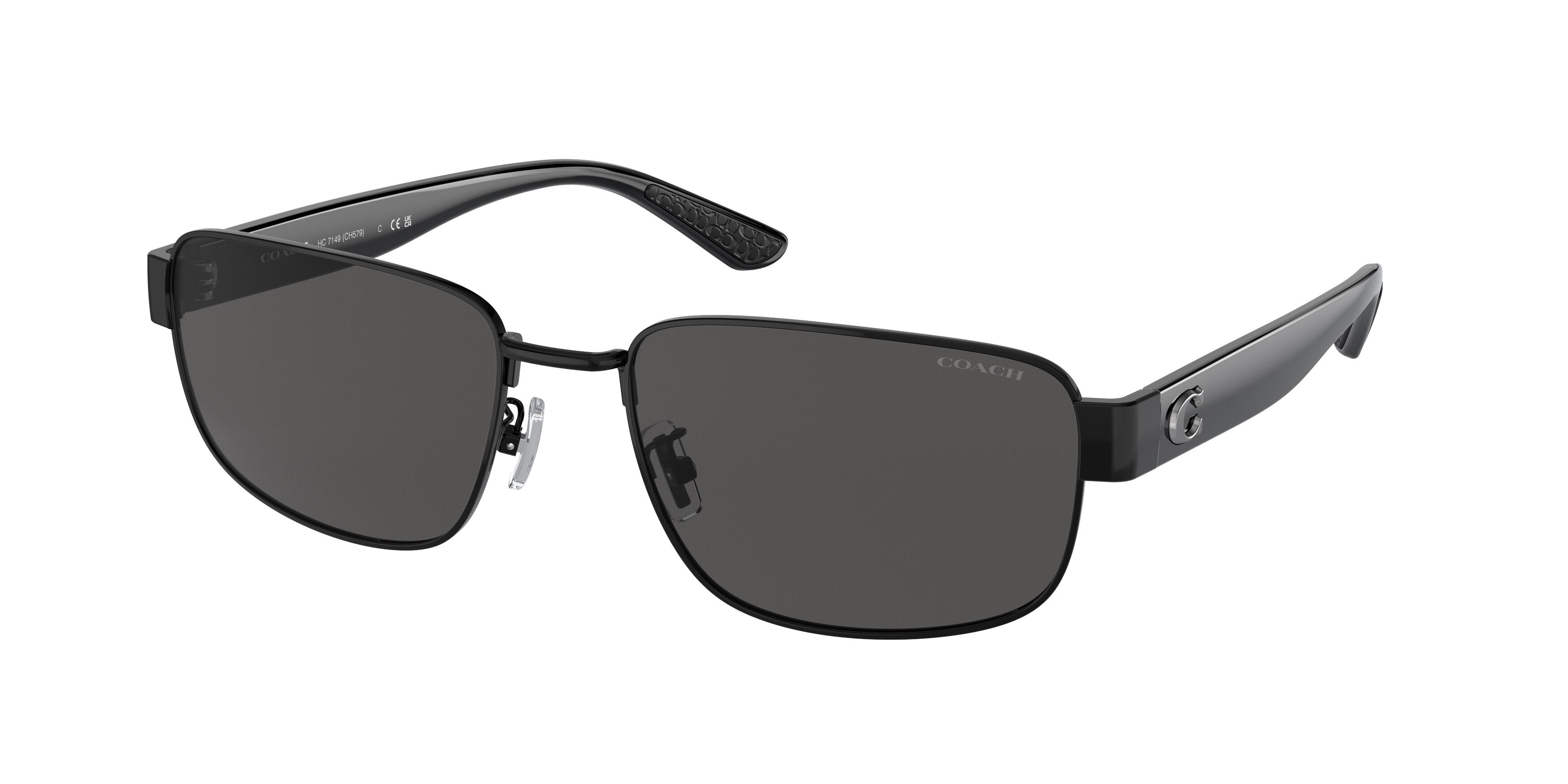 Coach CH579 HC7149 Rectangle Sunglasses  939387-Shiny Black 59-145-19 - Color Map Black