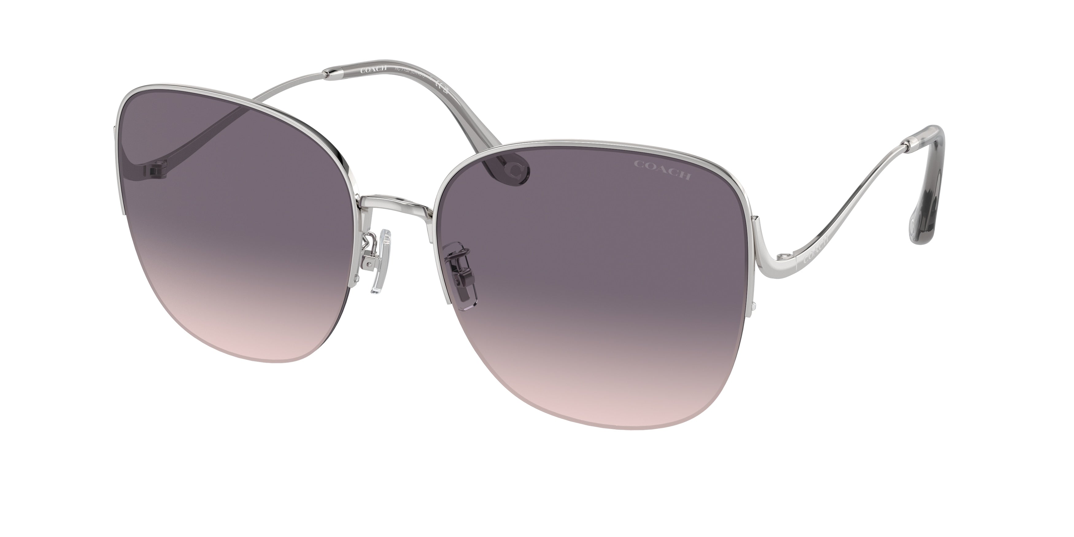 Coach CK481 HC7152 Square Sunglasses  900136-Shiny Silver 60-140-18 - Color Map Silver
