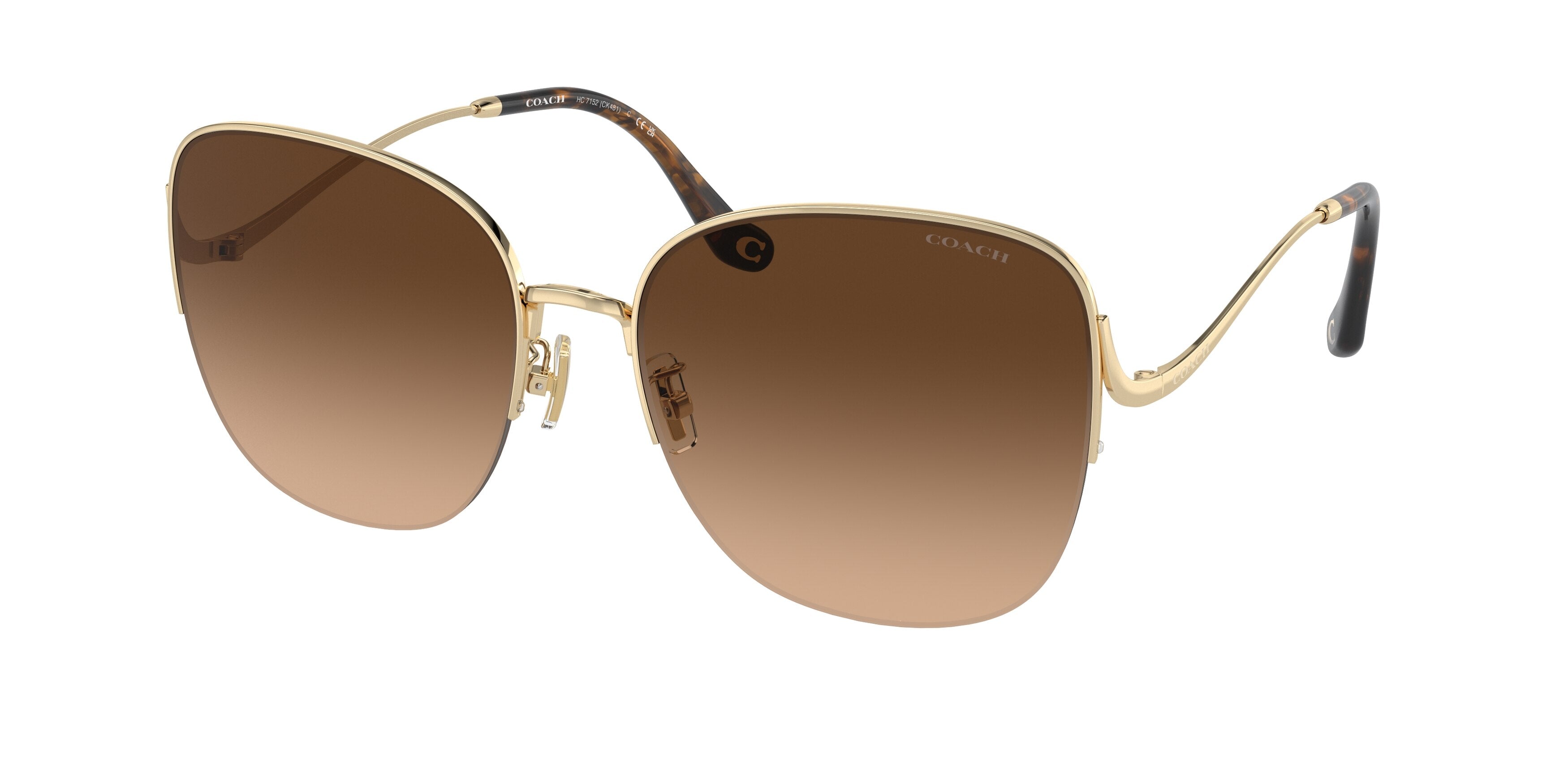 Coach CK481 HC7152 Square Sunglasses  900574-Shiny Light Gold 60-140-18 - Color Map Gold