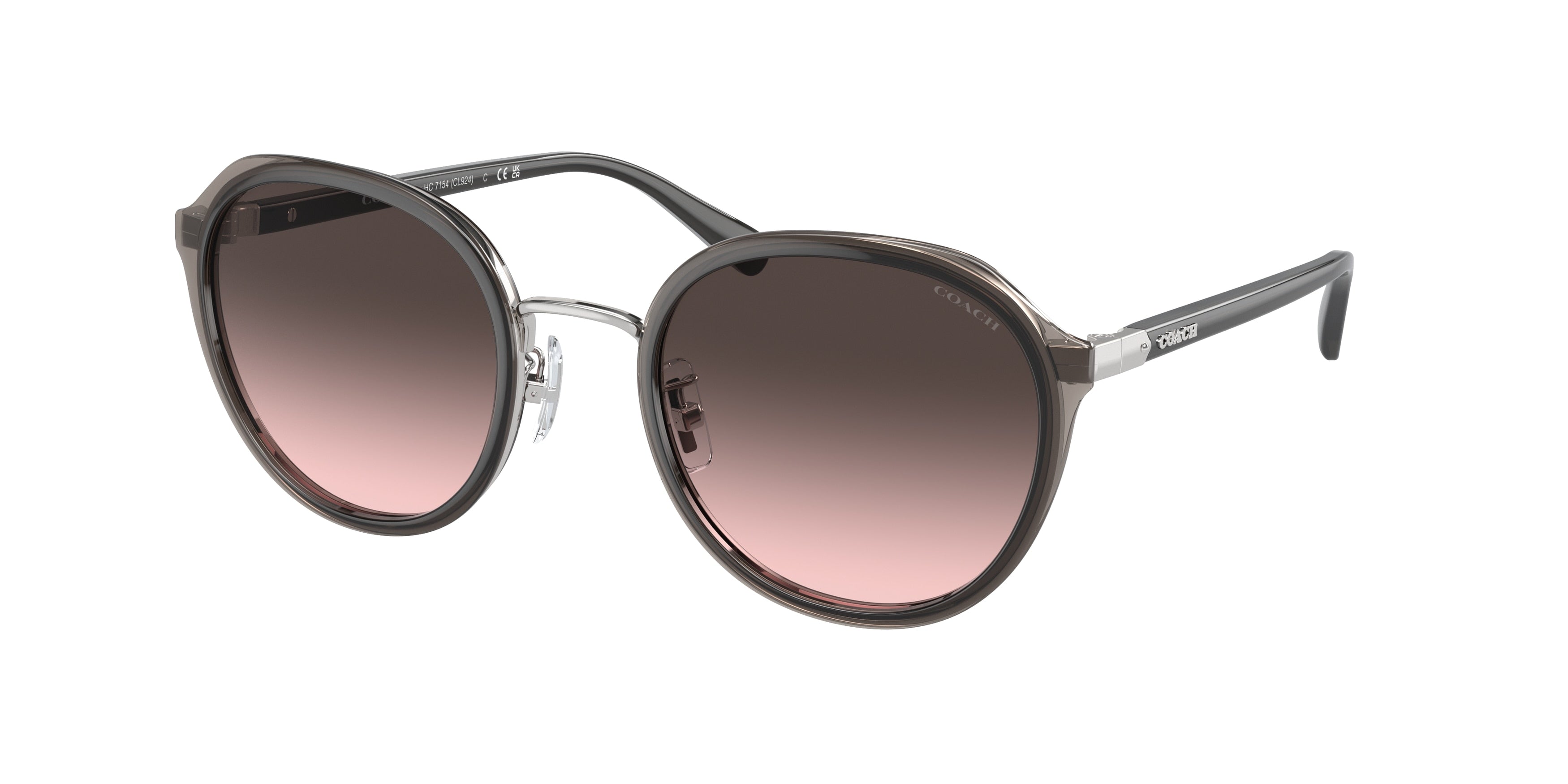 Coach CL924 HC7154 Round Sunglasses  900146-Transparent Grey 52-140-22 - Color Map Grey