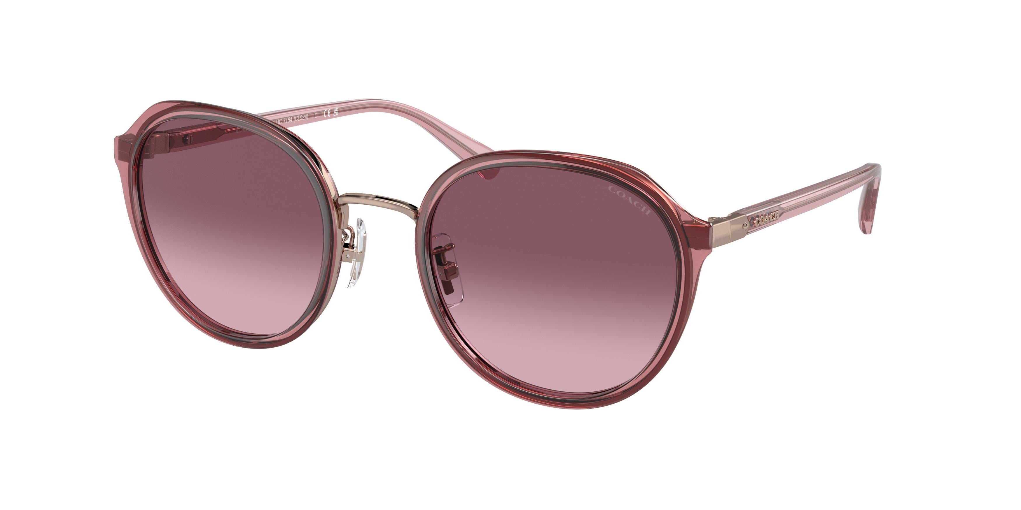Coach CL924 HC7154 Round Sunglasses  93318D-Transparent Berry 52-140-22 - Color Map Red