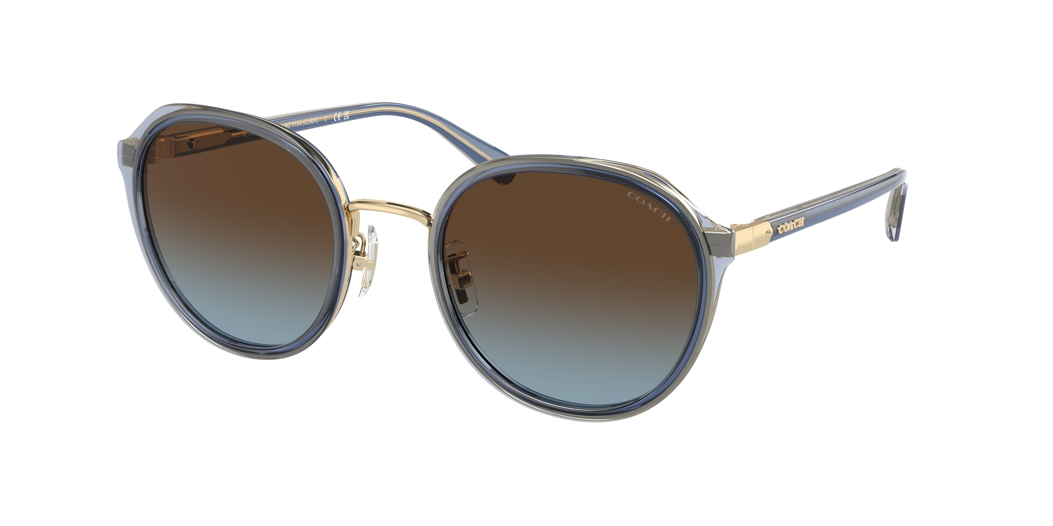 Coach CL924 HC7154 Round Sunglasses  943513-Transparent Blue 52-140-22 - Color Map Blue